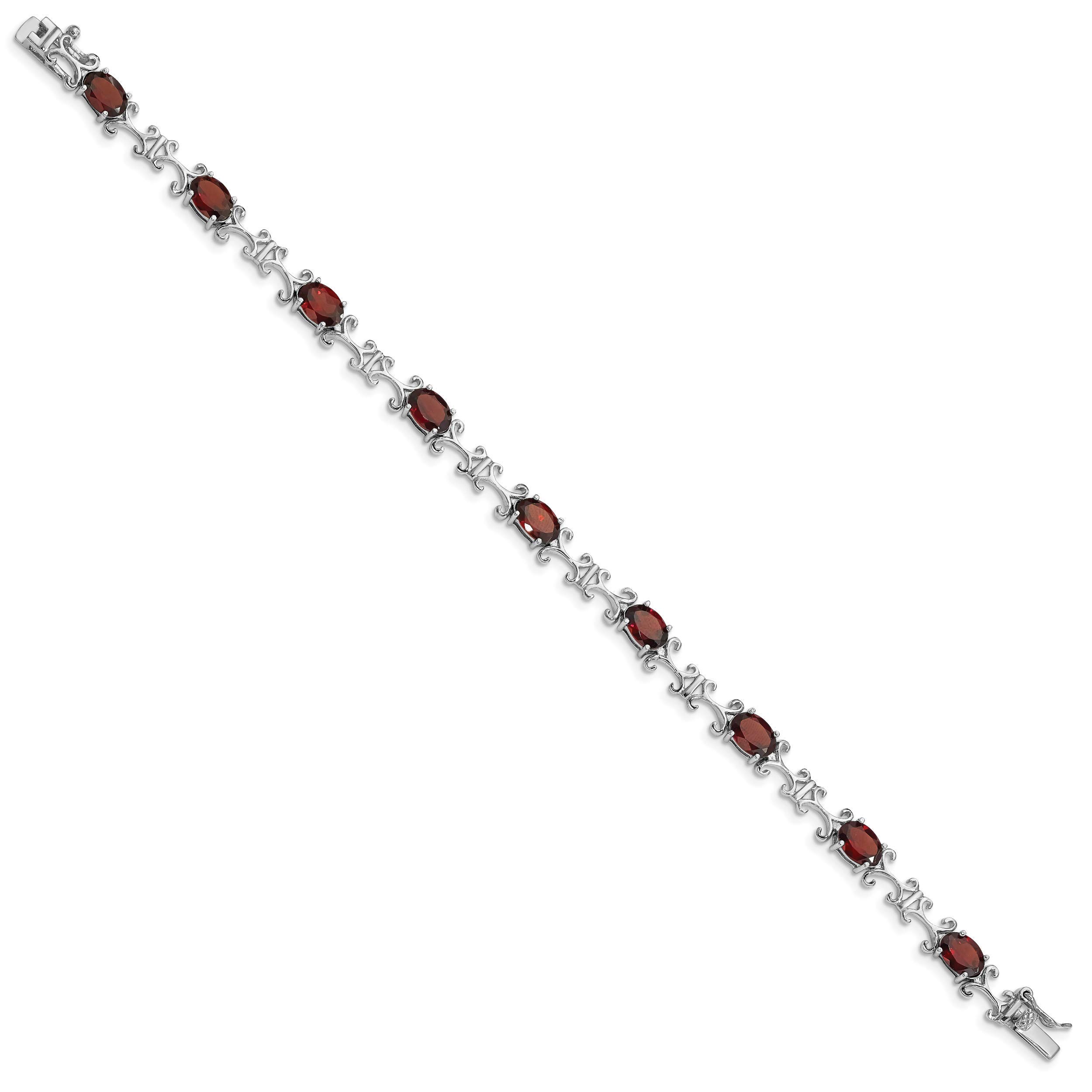 925 Sterling Silver Red Garnet Oval Tennis Bracelet for Women | Dainty Gemstone Chain Bracelet | Perfect for Weddings, Parties & Everyday Elegance