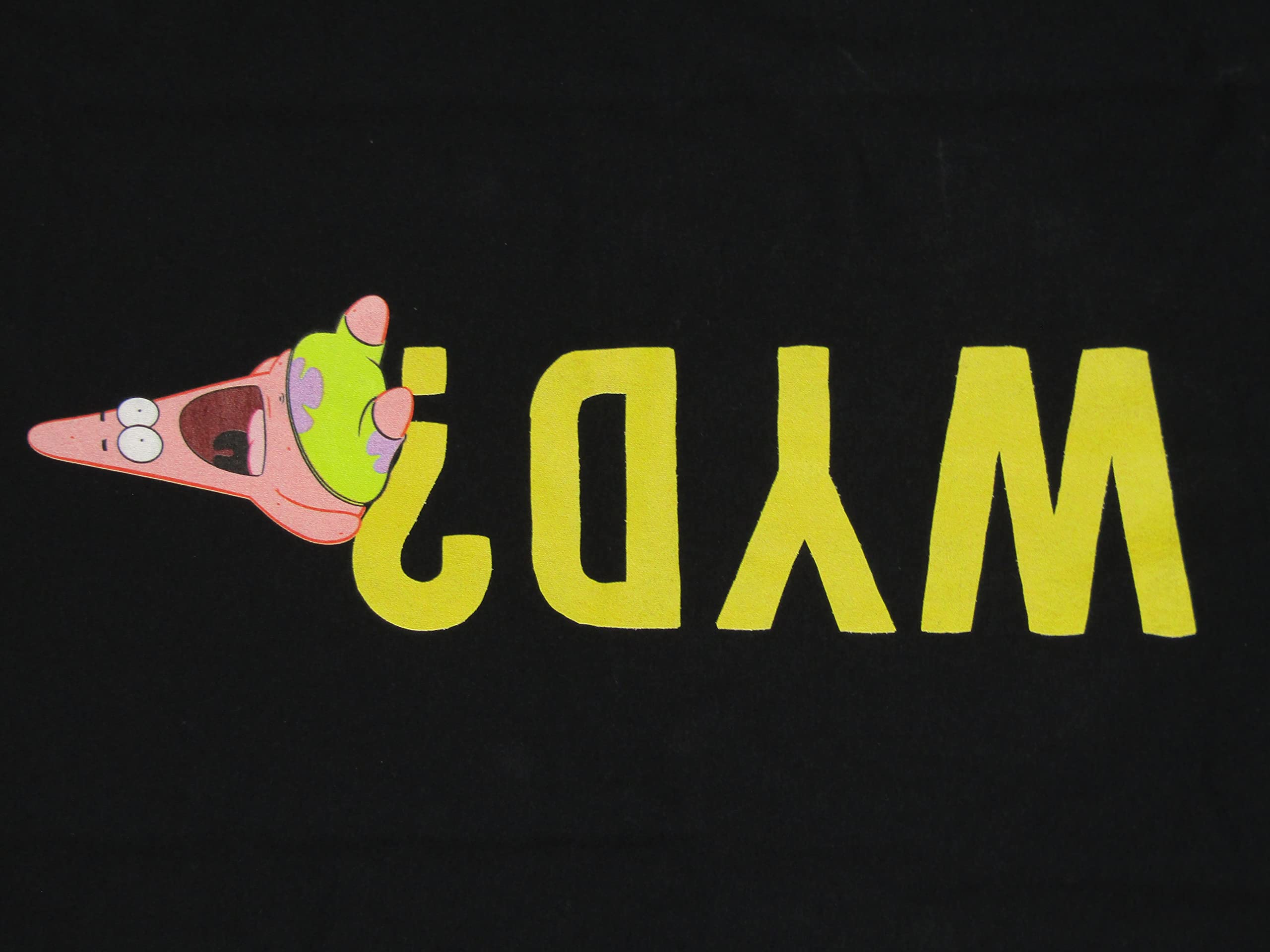 Spongebob Squarepants Patrick Star WYD? Men's Black Graphic Long Sleeve T-Shirt - Funny Cartoon Character Tee for Casual Wear & Gifts