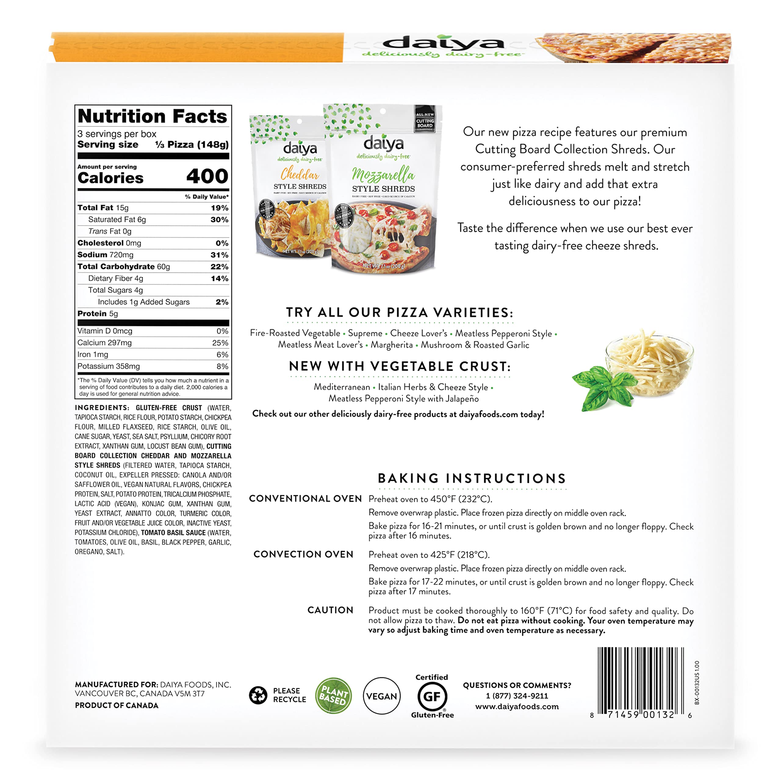 Daiya Dairy Free Cheeze Lover's Gluten Free Vegan Frozen Pizza - 15.7 oz | Plant-Based, Lactose-Free | Perfect for Vegan Diets, Movie Nights & Family Dinners