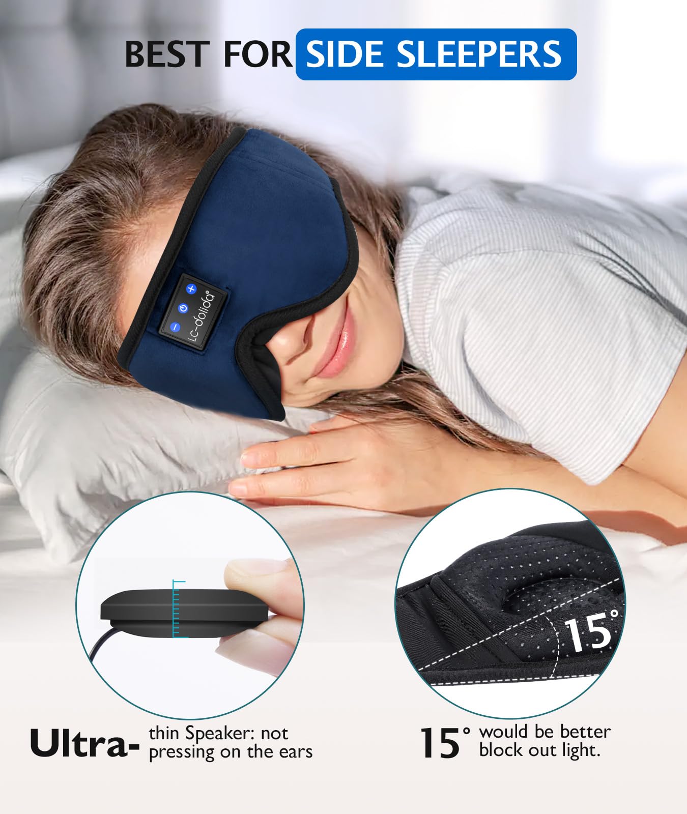 Bluetooth 5.4 Sleep Mask with Built-in Headphones - 3D Eye Cover for Side Sleepers, Ultra Soft Thin HD Speakers & Mic - Perfect for Travel, Airplane & Relaxation - Ideal Gift for Men, Women, Mom, Dad (Unisex) - Great for Meditation, Insomnia Relief & Women's Day Gifts
