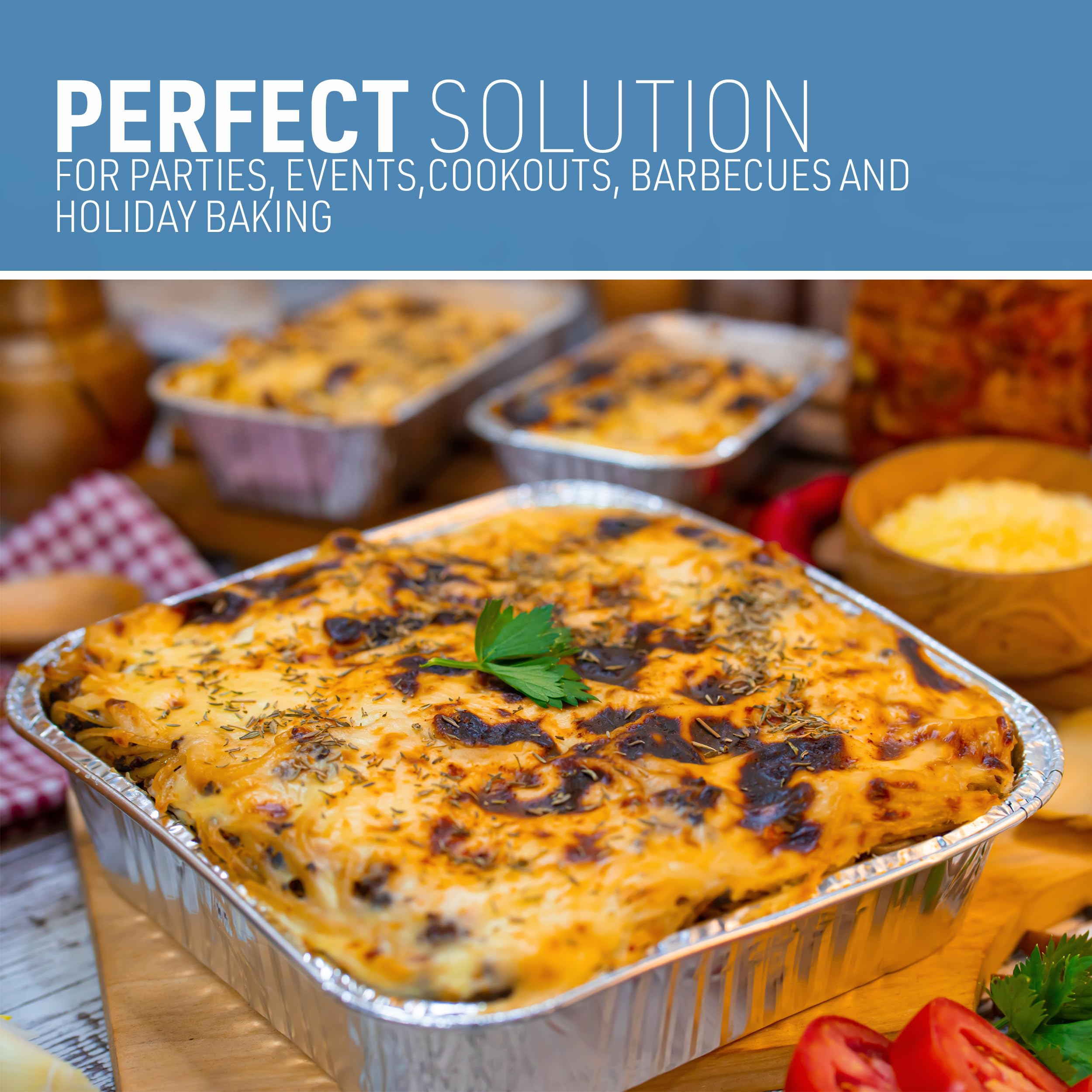 DOBI 8x8 Aluminum Foil Pans with Lids (20 Pack) - 8 Inch Disposable Square Baking Pans for Cake, Casserole, Lasagna, Meatloaf & Brownies - Standard Size 8