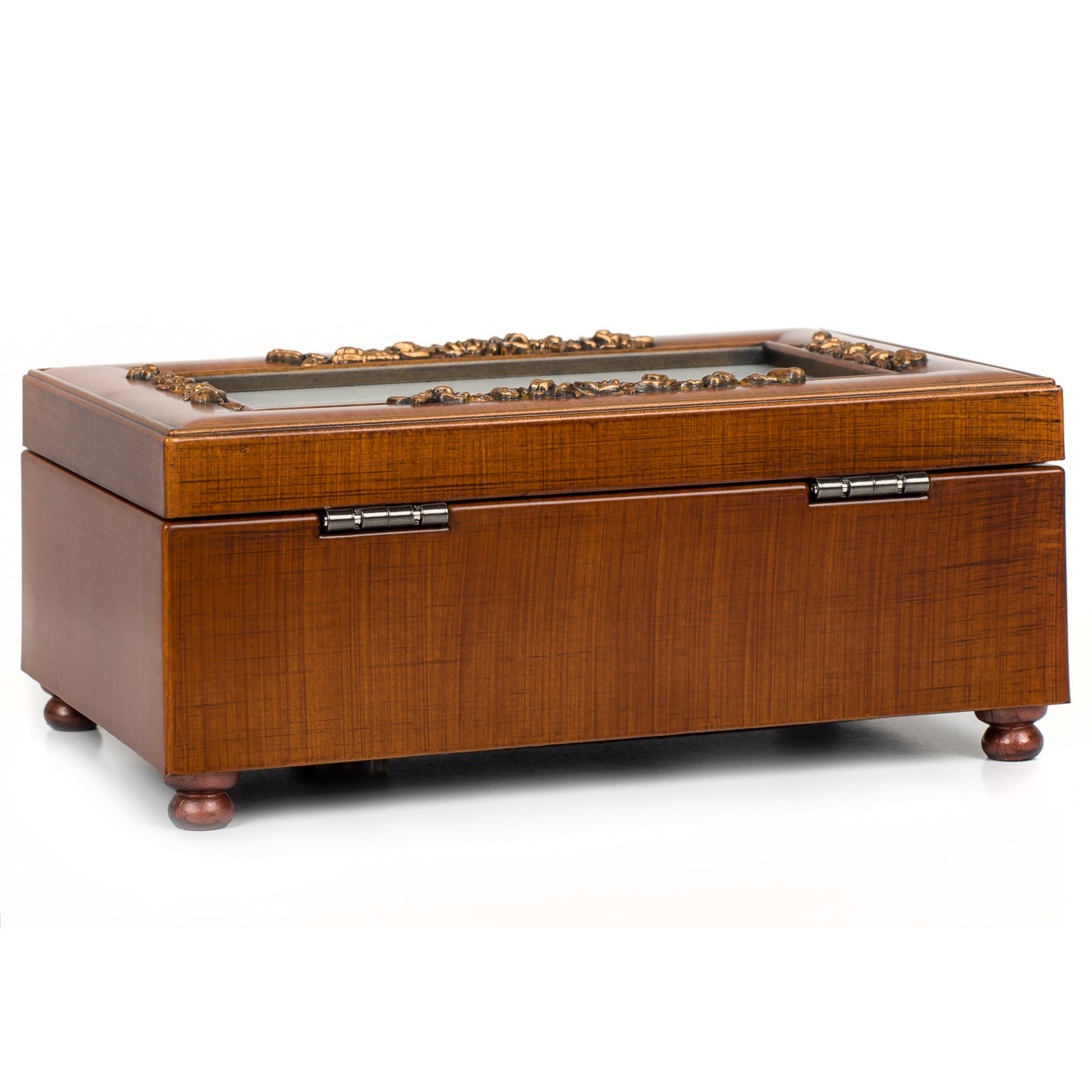 Elegant Woodgrain Petite Rose Music Jewelry Box - Plays 'Amazing Grace' - Perfect for Gift Giving, Home Decor & Keepsake Storage