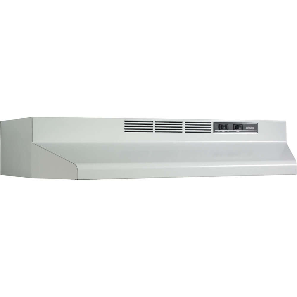 Broan F40000 Series 30-Inch Two-Speed 4-Way Convertible Under Cabinet Range Hood in White (F403011) - Perfect for Kitchen Ventilation & Smoke Removal