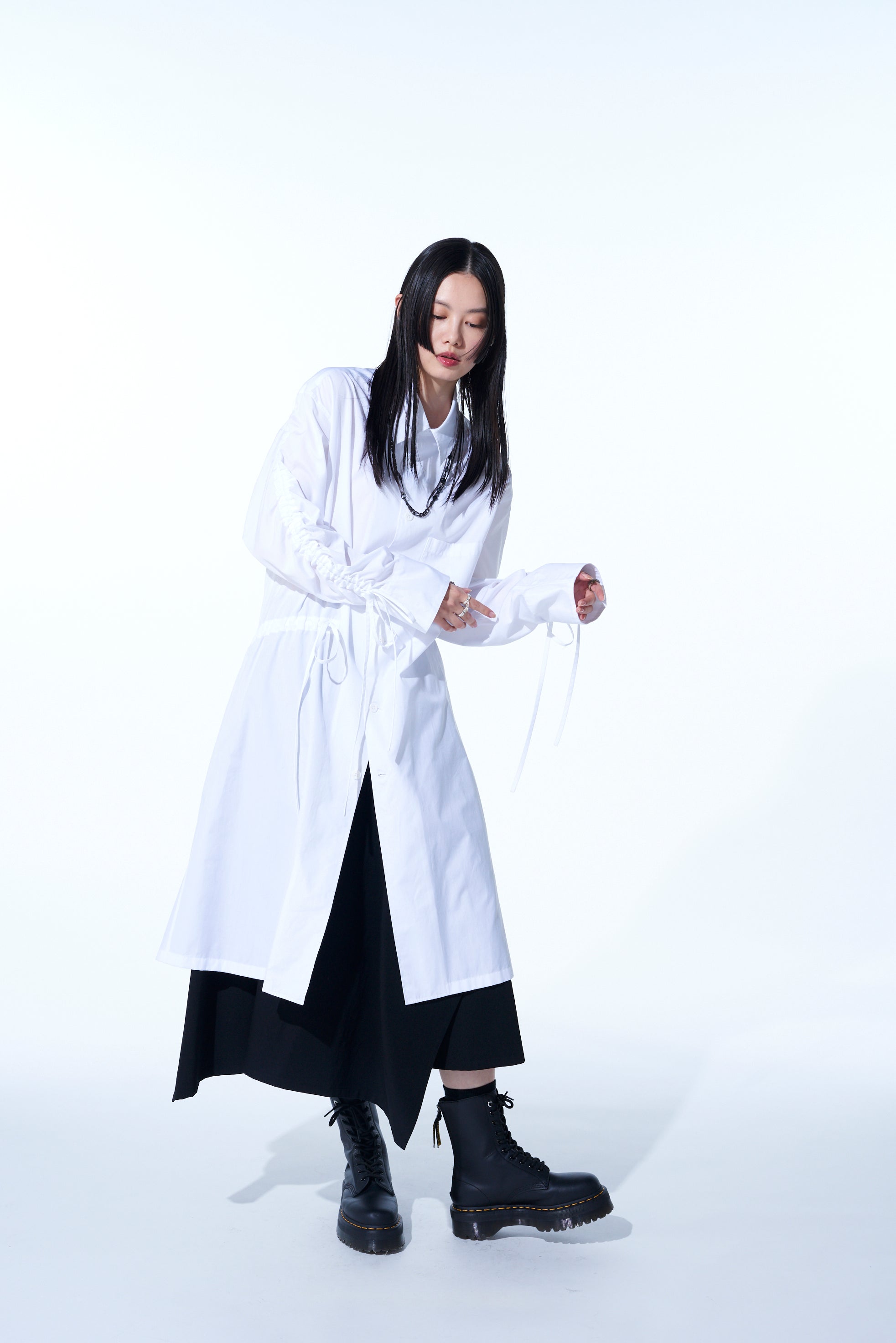 Oversized Long Cotton Broadcloth Shirt with Gathered Strings - Casual Loose Fit Button Down Tunic Top for Women | Perfect for Layering, Beach Cover-Up & Boho Outfits