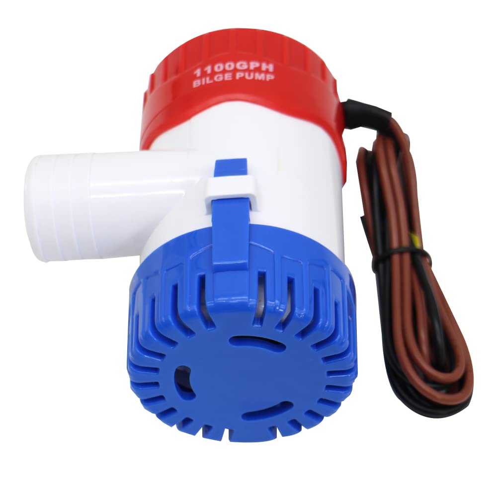 1100GPH 12V Electric Bilge Pump - Ultra Quiet Submersible Water Pump for Boats, Yachts, RVs & Pools | Marine Bilge Pump for Flood Control, Deck Drainage & Water Transfer