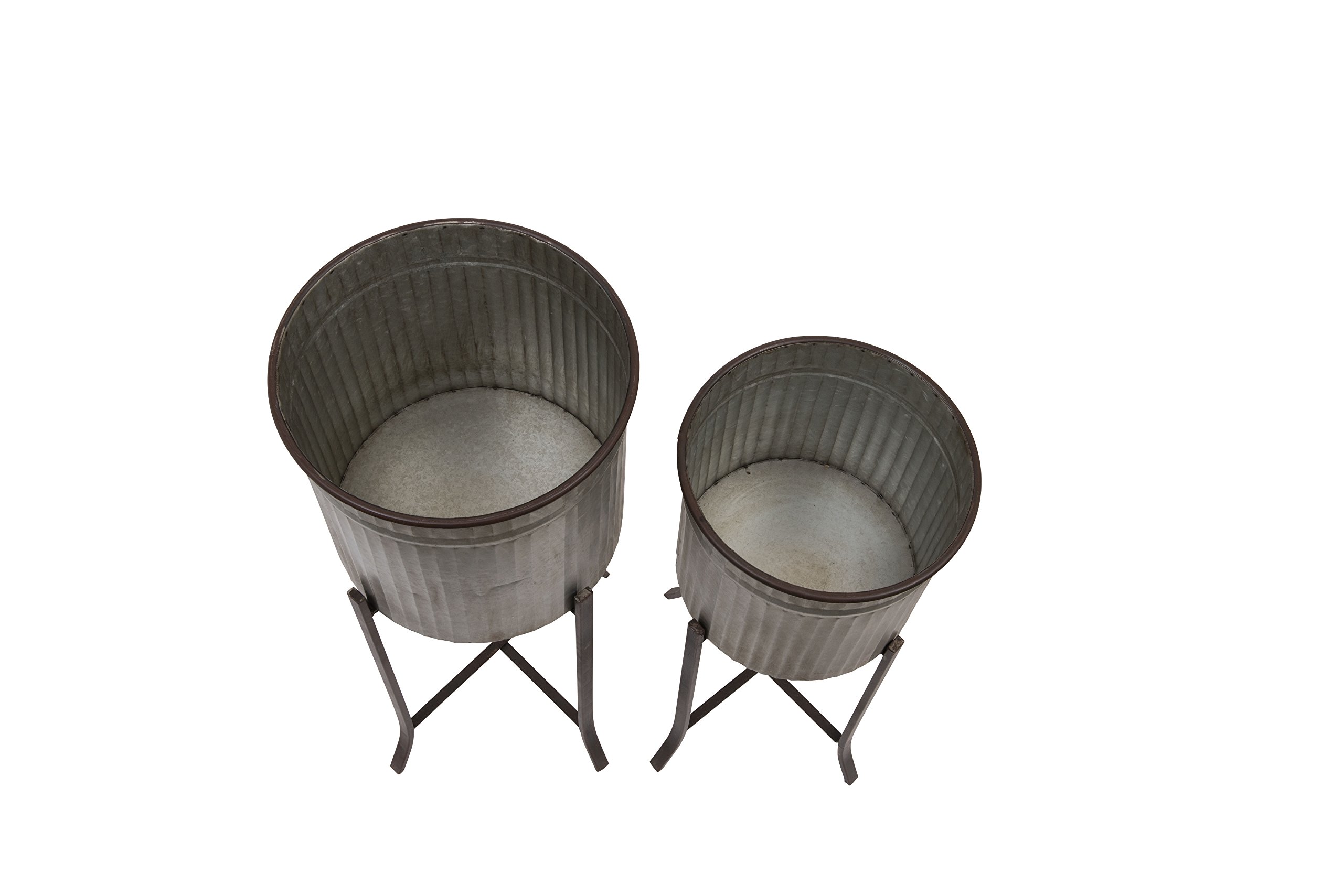 Creative Co-Op Set of 2 Decorative Iron Planters with Stands - Indoor Outdoor Garden Decor for Patio, Balcony & Home Décor