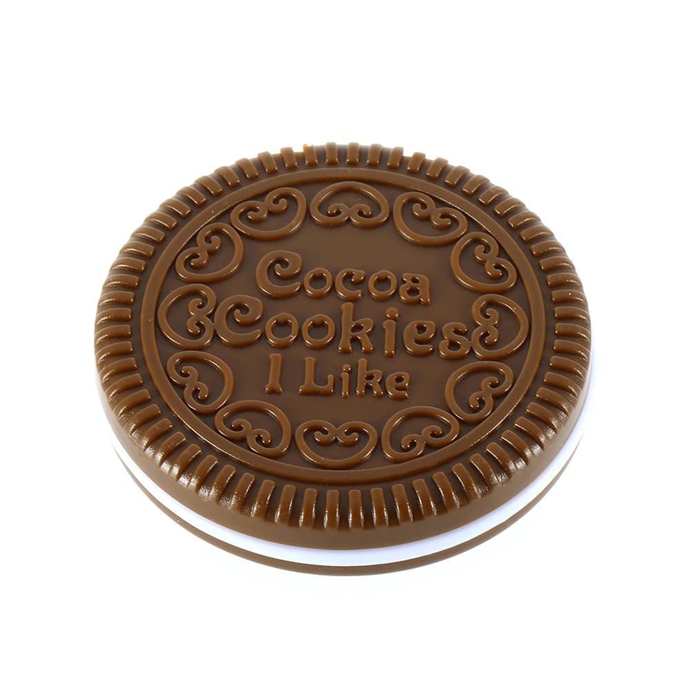 AKOAK Cute Cookie Shaped Makeup Mirror with Comb - Portable Chocolate Vanity Mirror Set of 2 - Perfect for Travel, Home Dressing Table & Gift Giving