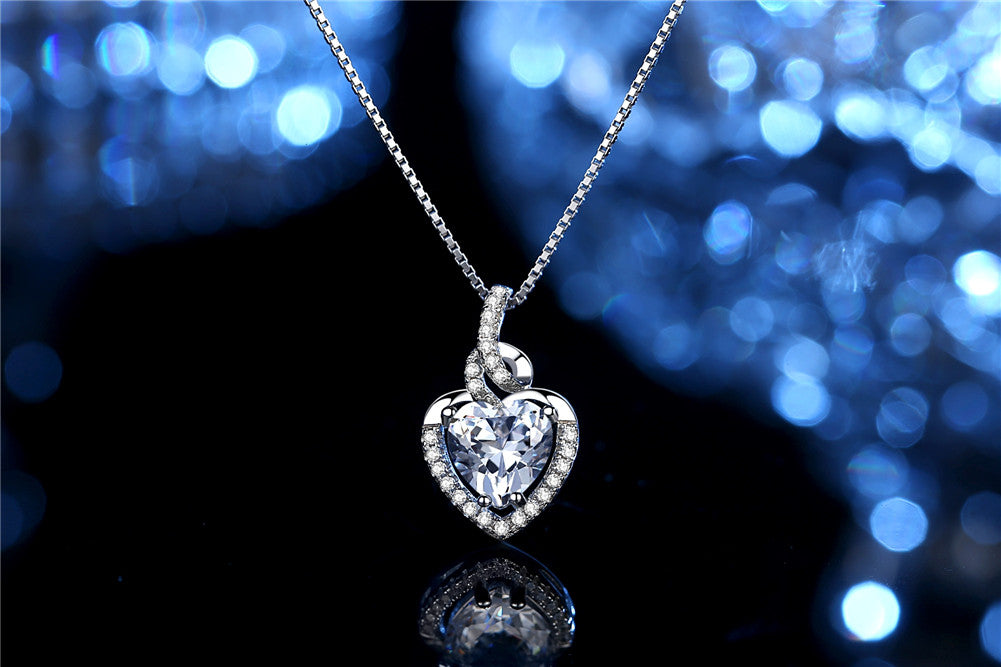 MABELLA 925 Sterling Silver White Cubic Zirconia Jewelry Set - April Birthstone Simulated Diamond Necklace & Earrings for Women | Elegant Birthday Gift, Anniversary Present & Special Occasion Jewelry