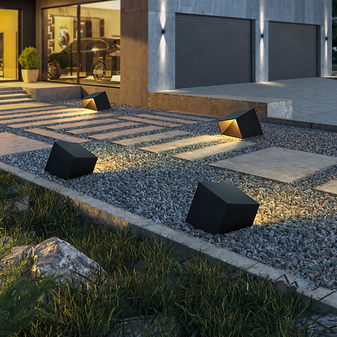 Solar Powered LED Cube Garden Lights - Waterproof Outdoor Landscape Lighting for Patio, Yard, Pathway, Deck (Set of 6) | Perfect for Backyard Decor, Garden Accent & Evening Ambiance