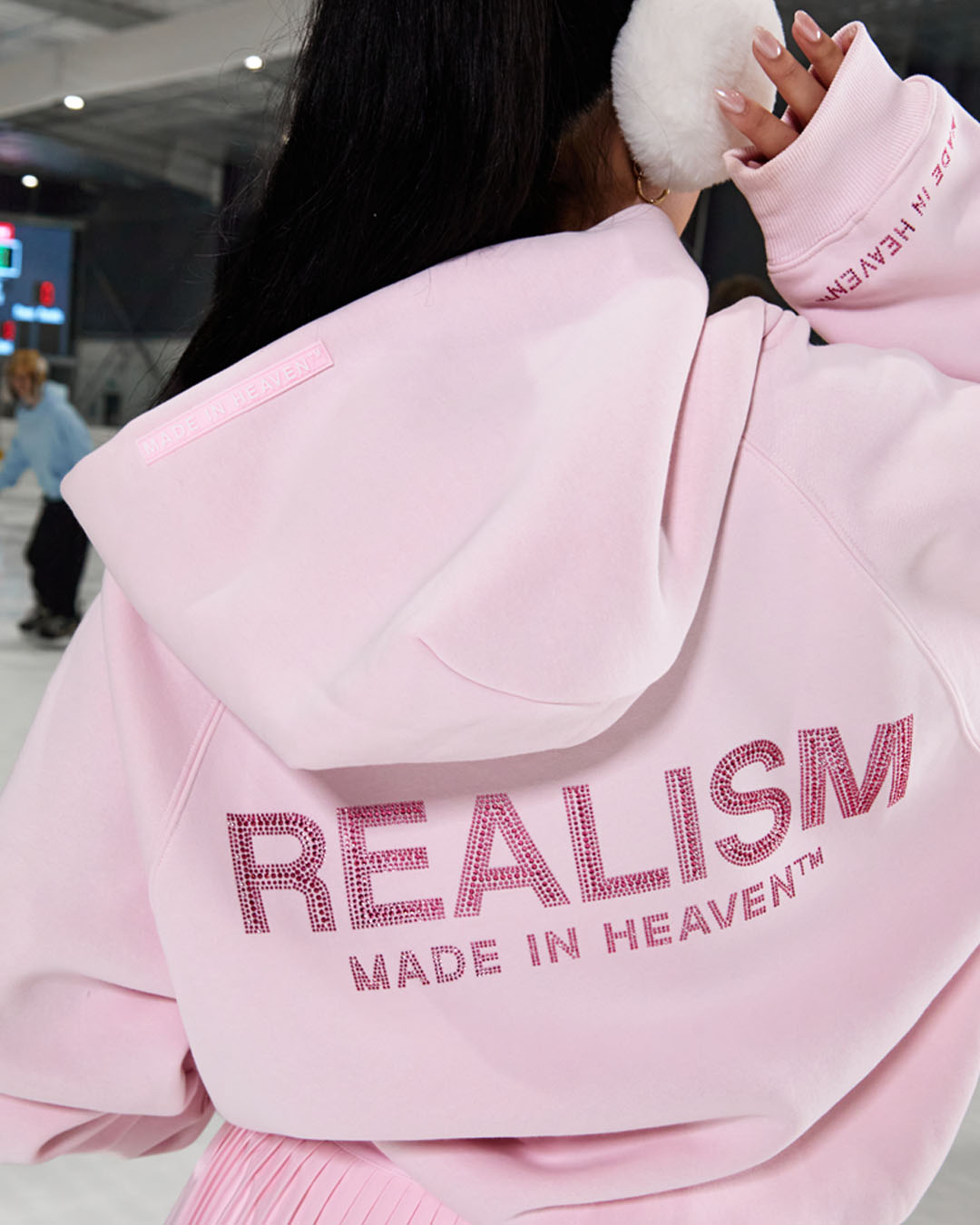 SSS Realism Glimmer Logo Hoodie - Powder Pink | Trendy Women's Pullover Sweatshirt for Casual Wear & Street Fashion