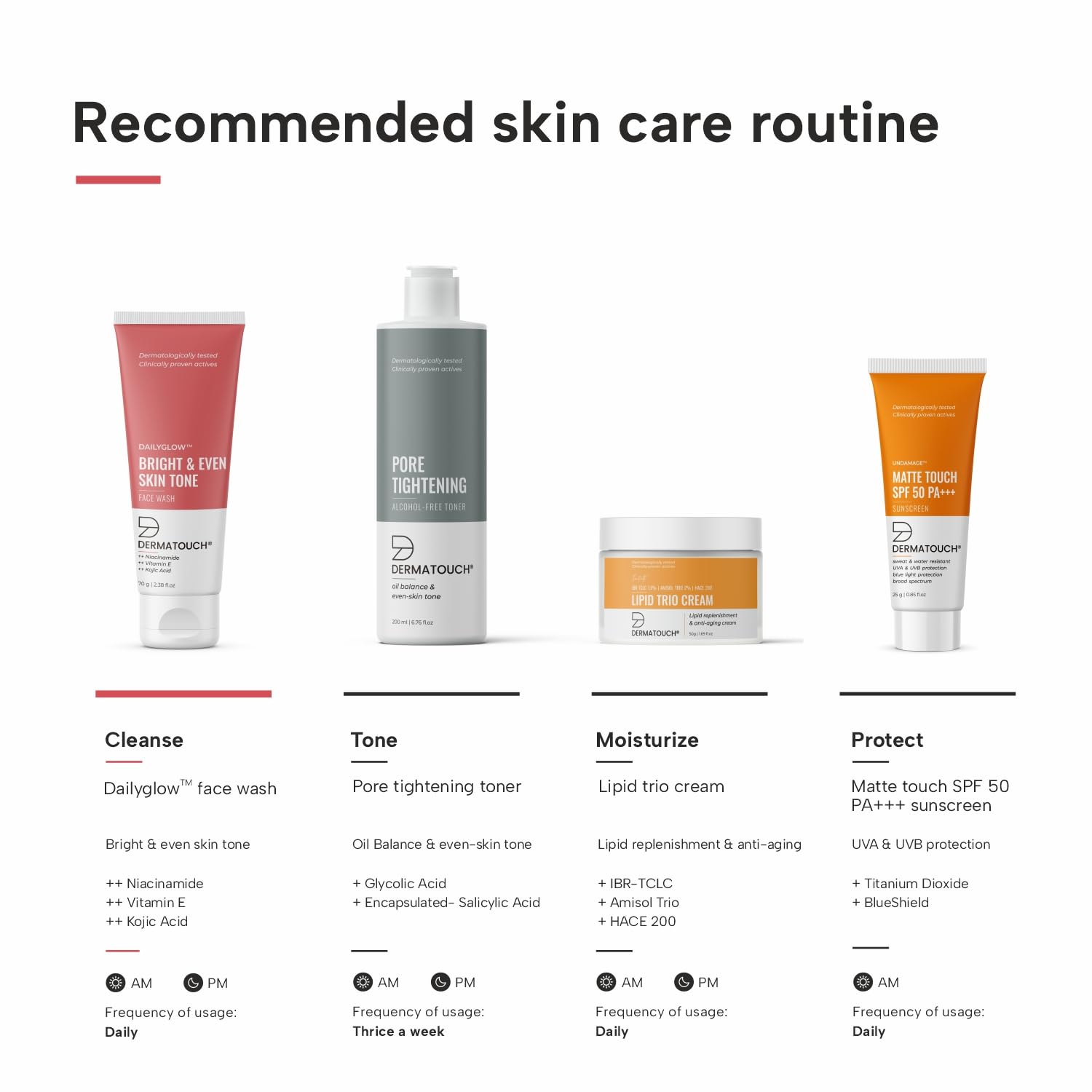 DERMATOUCH Brightening Face Wash with Niacinamide, Vitamin E & Kojic Acid - Gentle Daily Cleanser for Tan Removal, Pigmentation & Uneven Skin Tone - 70g | Perfect for Morning & Night Skincare Routine