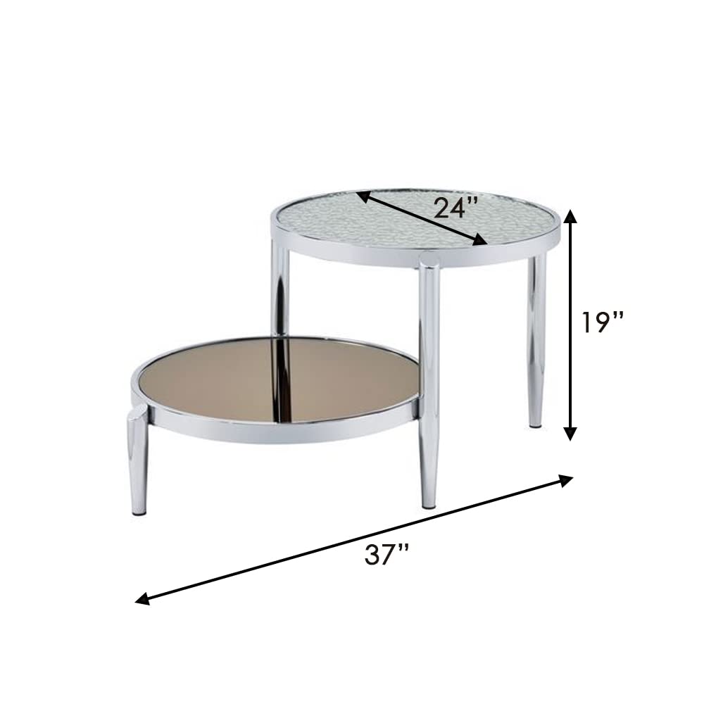 Benjara Modern Twin Top Coffee Table with Tubular Rounded Legs in Silver Finish - Perfect for Living Room, Lounge & Office Decor