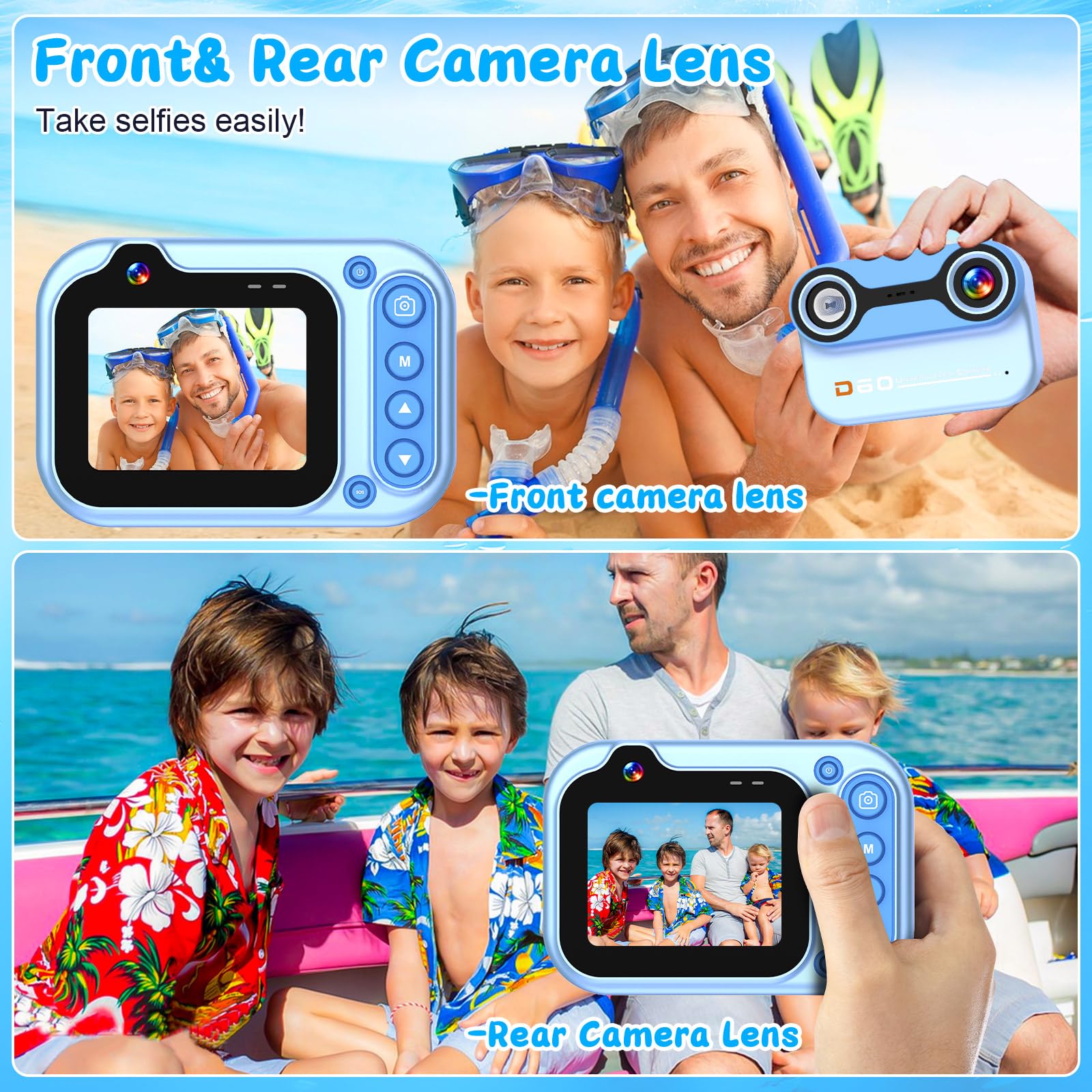 Waterproof Kids Camera 1080P HD - 10FT Underwater Digital Camera for Children with 2.4