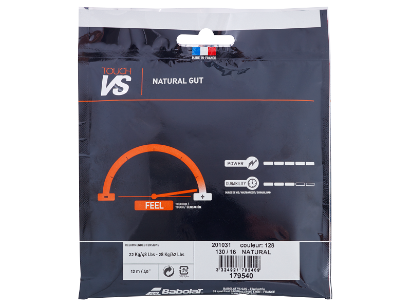 Babolat Touch VS 12M Tennis Strings - Premium Natural Gut for Enhanced Performance & Durability | Perfect for Competitive Play & Advanced Players