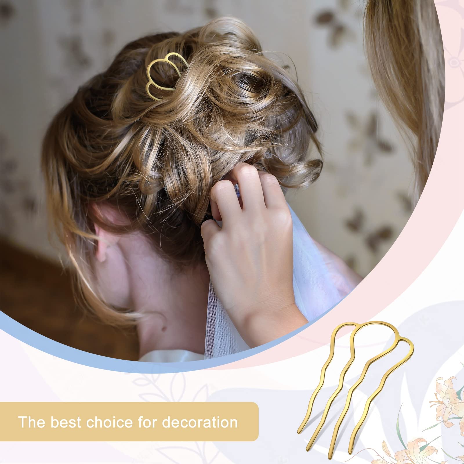 Ysleen 22-Piece French Hair Pin Set - Metal U-Shaped Hairpins, Barrettes & Bun Updo Accessories in Gold & Silver (6 Styles) | DIY Handmade Hair Clips for Women & Girls | Perfect for Weddings, Prom, Parties & Everyday Hairstyles