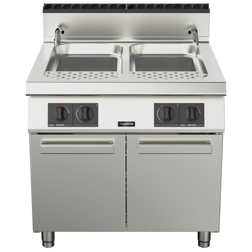 Nella 45 Liter Pasta Cooker Double Tank Commercial Natural Gas 95,000 BTU - Perfect for Restaurants, Catering & Large Batch Cooking