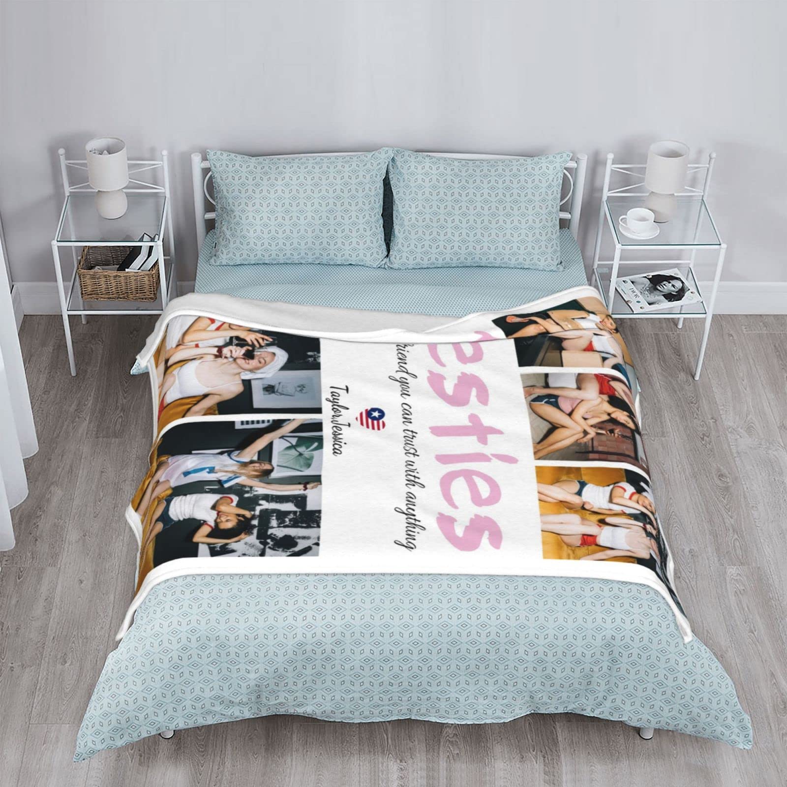 **Custom Photo Blanket for Best Friends - Personalized Birthday Gift for Women, Long Distance Friendship Present for BFFs, Sisters & Teen Girls - Perfect for Anniversaries, Christmas & Cozy Nights**
