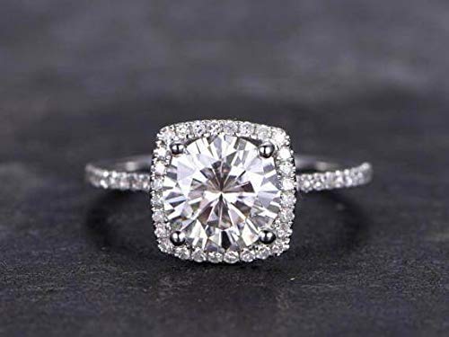 1.50 Carat Halo Moissanite & Diamond Engagement Ring in 18k Gold Plating - Perfect for Proposals, Weddings & Anniversary Gifts
