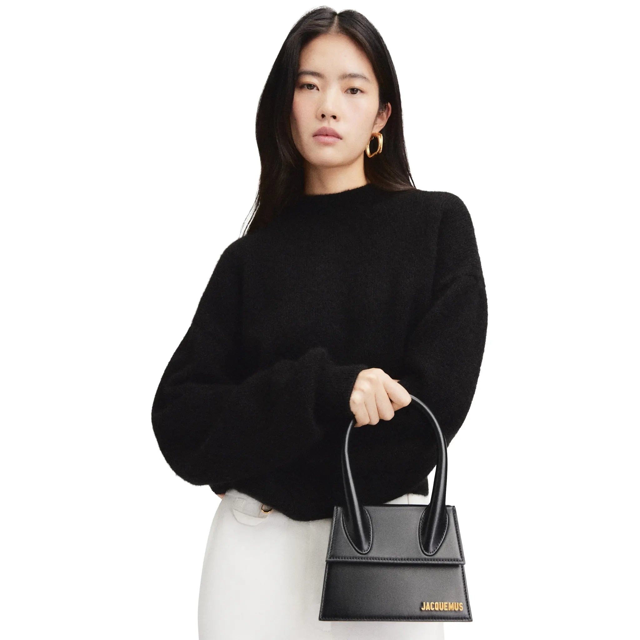 Jacquemus Le Chiquito Moyen Black Leather Crossbody Bag for Women | Luxury Designer Handbag | Perfect for Evening Parties, Date Night & Travel Accessories