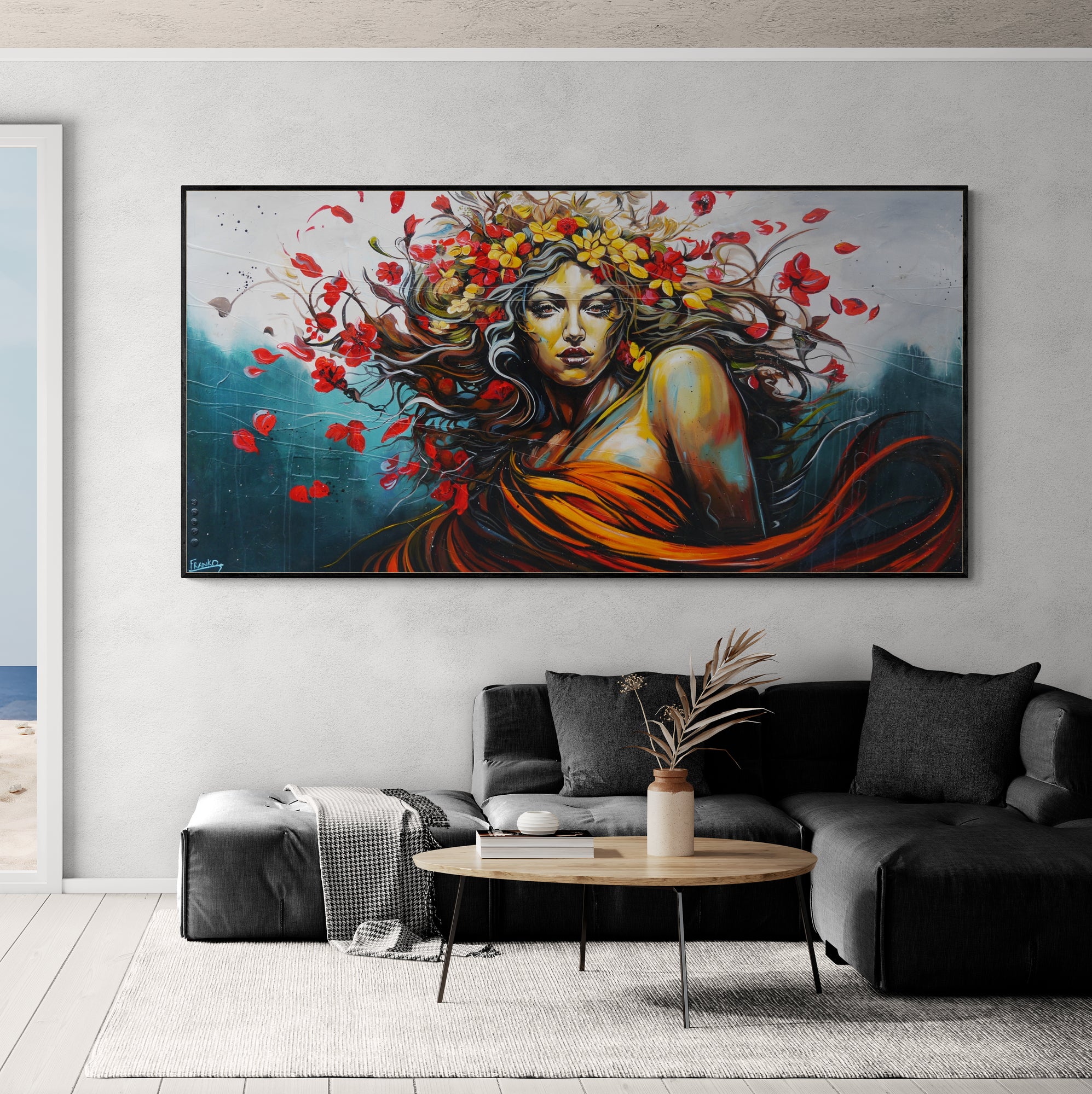 Aphrodite 240cm x 120cm Abstract Realism Textured Framed Canvas Wall Art - Perfect for Living Room, Bedroom & Office Decor