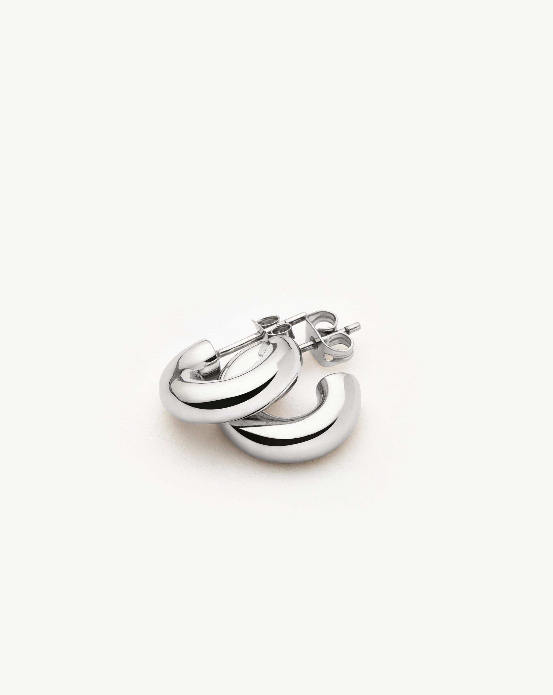 Chubby Mini Hoop Earrings - Sterling Silver 925 Hypoallergenic Dainty Everyday Jewelry for Women | Perfect for Work, Date Night & Casual Outfits