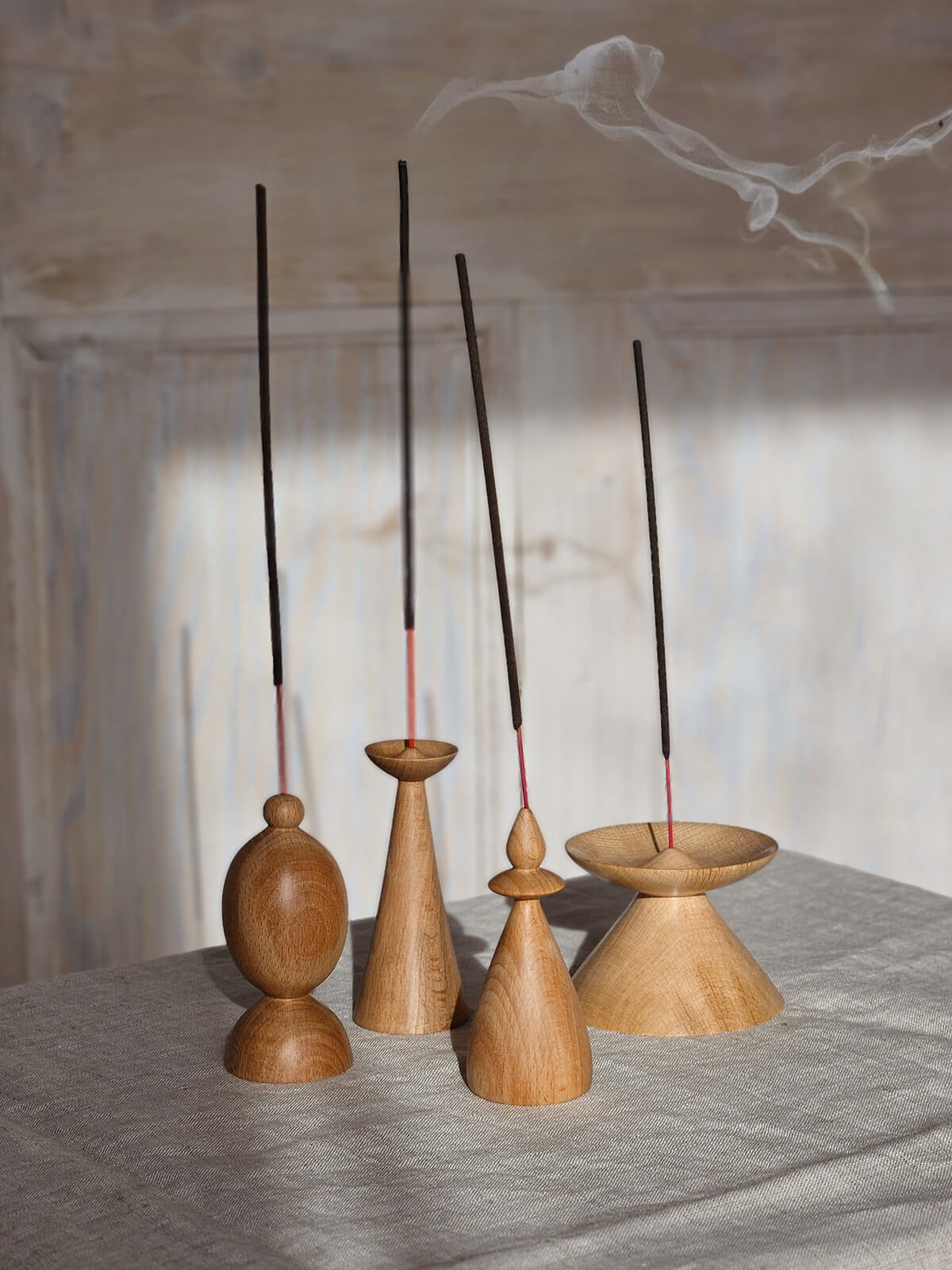 Scottish Beech Wood Incense Holder - Handmade Bobbin Style for Sticks & Cones - Perfect for Meditation, Yoga & Aromatherapy at Home