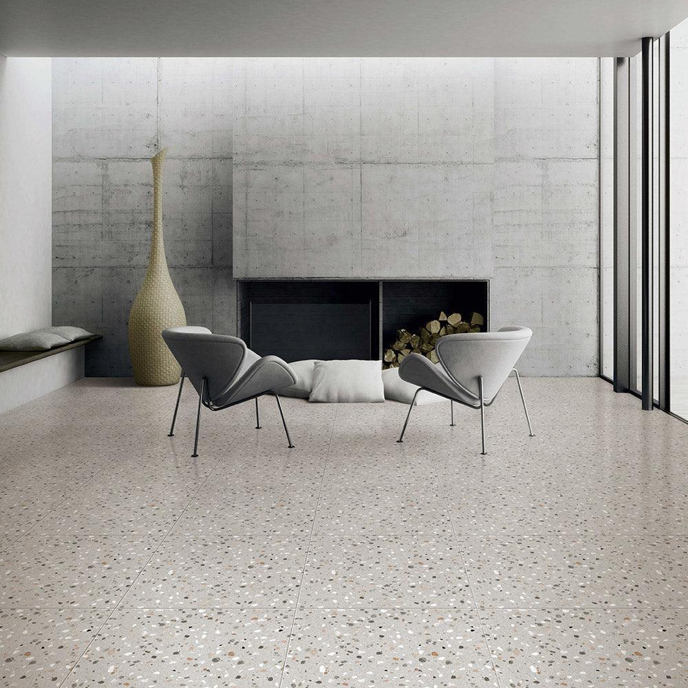 Roma Avenue 600x600 Matt Terrazzo Porcelain Tile - Premium Flooring for Kitchen, Bathroom & Living Room - Durable & Stylish Home Decor