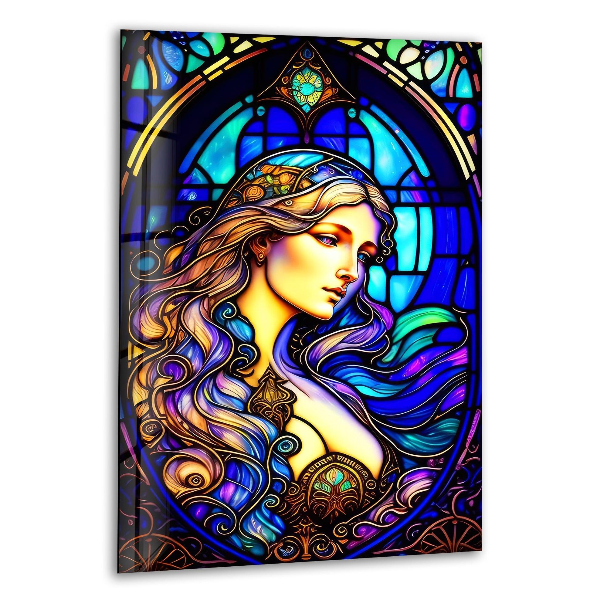 Aurora Princess Glass Wall Art - Elegant Handmade Decor for Living Room, Bedroom & Office - Perfect Gift for Home & Wedding