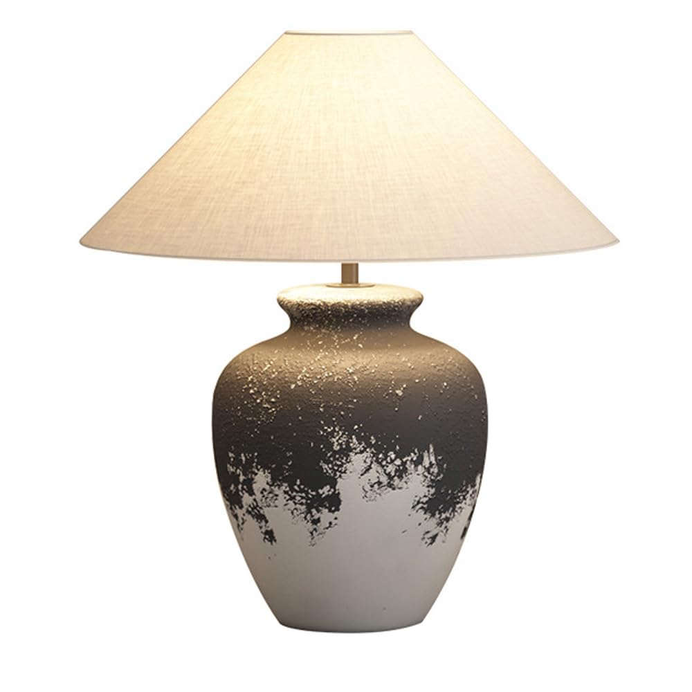 FAZRPIP 21-inch Rustic Farmhouse Table Lamp - Ceramic Cottage Style Desk Lamp with Conical Shade for Bedroom, Living Room, Home Office & Nightstand | Perfect for Cozy Reading Nook, Farmhouse Decor & Workspace Lighting