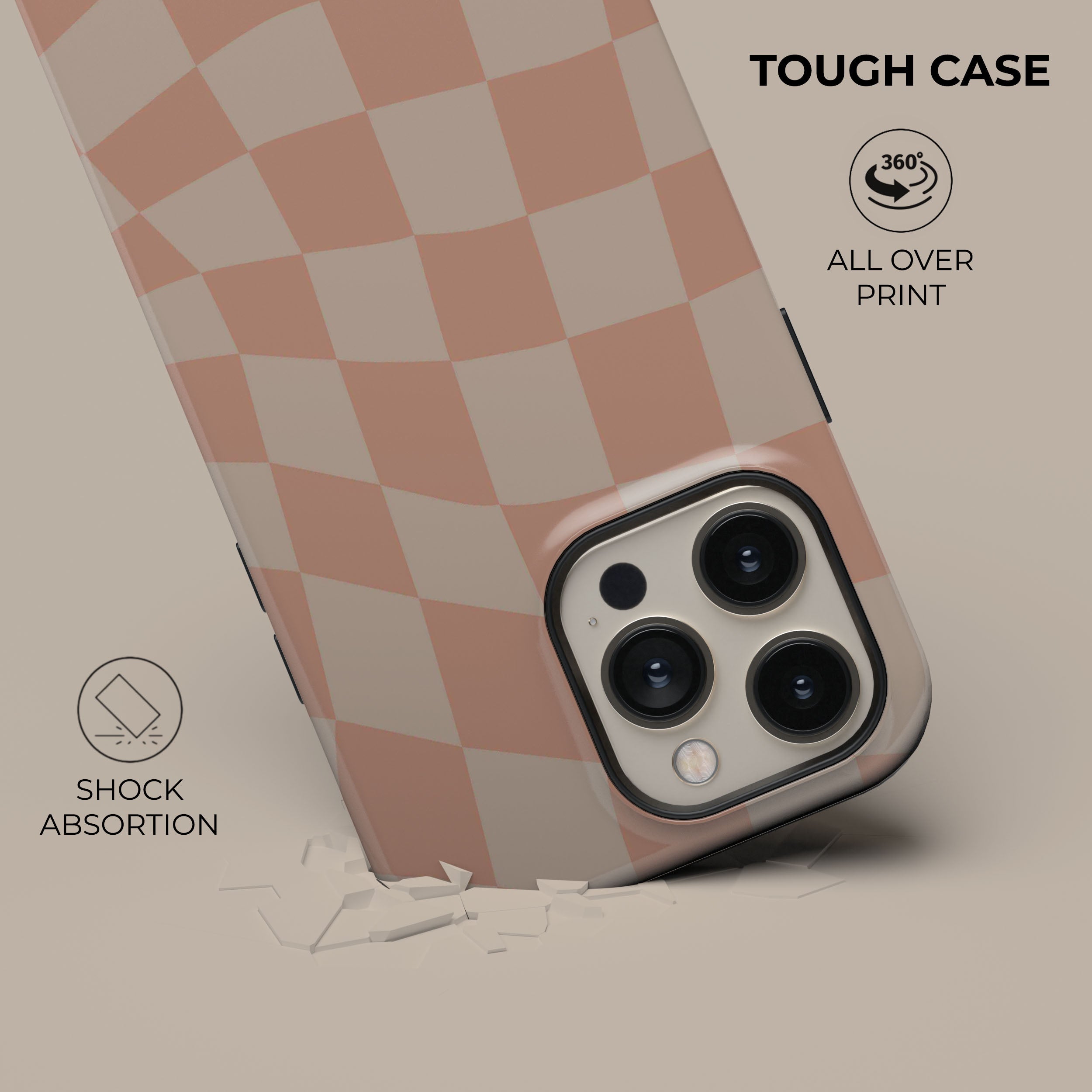 Stylish Neutral Wave Checkered Phone Case - Trendy Protective Cover for iPhone & Samsung | Perfect for Everyday Use, Travel & Fashion Accessories