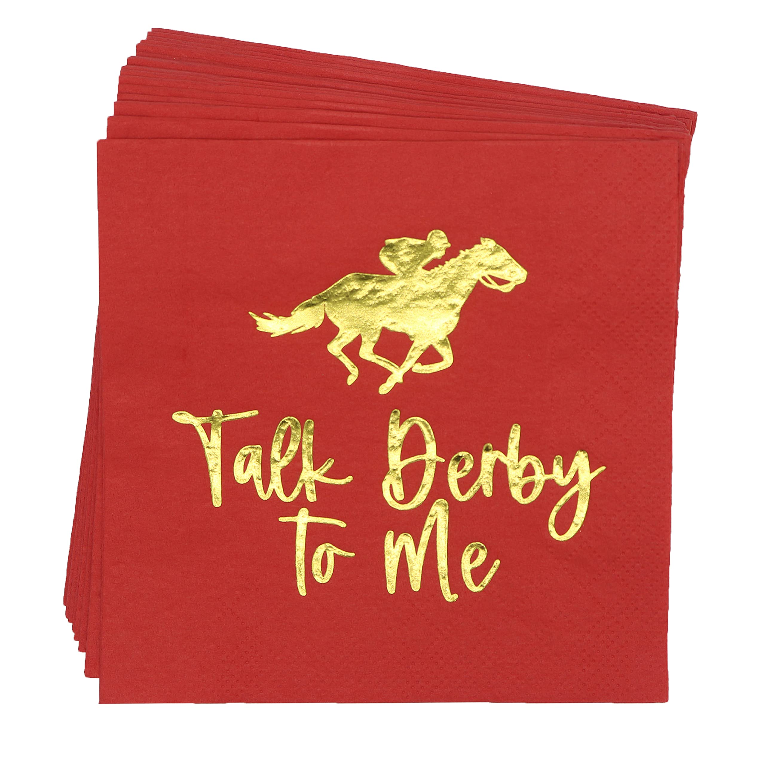 Kentucky Derby Party Napkins - Gold Foil Horse Racing Themed Decorations (5x5 Inch, 50-Pack) for Derby Day Celebrations, Birthday Parties & Rose-Themed Events