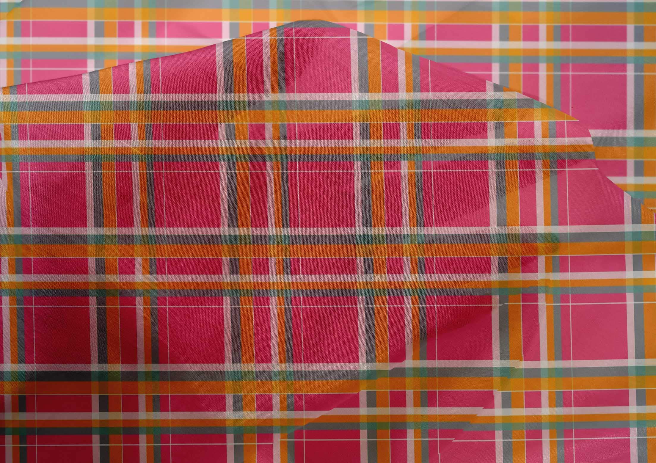 Premium Cotton Silk Fuschia Pink Madras Check Dress Fabric - 42 Inch Wide by The Yard | Perfect for Summer Dresses, Skirts & DIY Fashion Projects