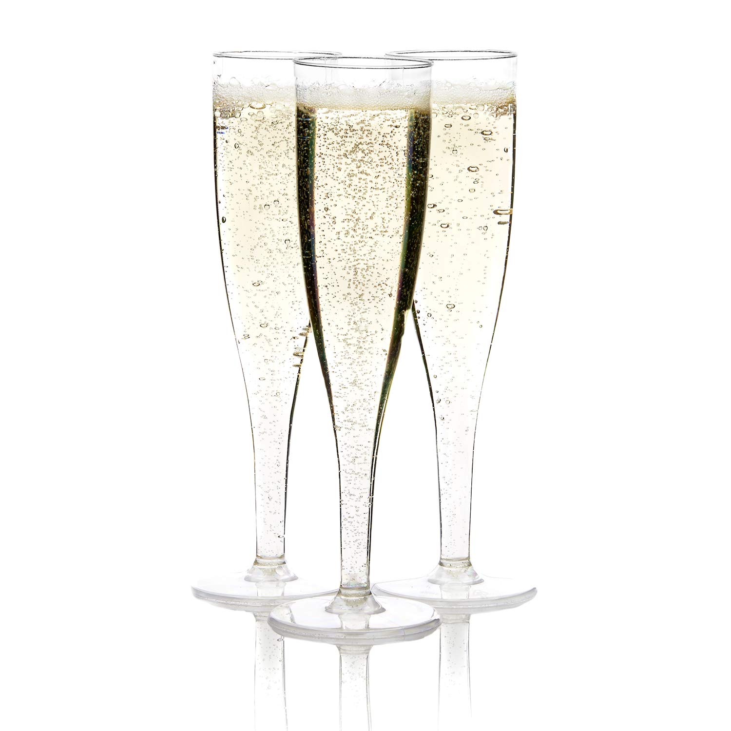 One Piece 5 oz. Clear Plastic Champagne Flutes - Pack of 100 | Disposable Party Cups for Weddings, Birthdays & Celebrations | BPA-Free Drinkware