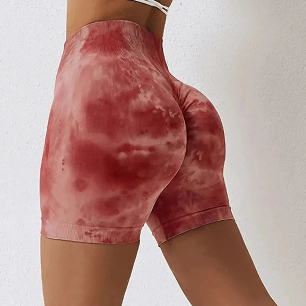 Sexy Tie Dye High Waist Quick Dry Yoga Shorts for Women - Seamless Workout Shorts with Hip Lift & Push Up Design - Perfect for Yoga, Gym, Running & Summer Outdoor Activities