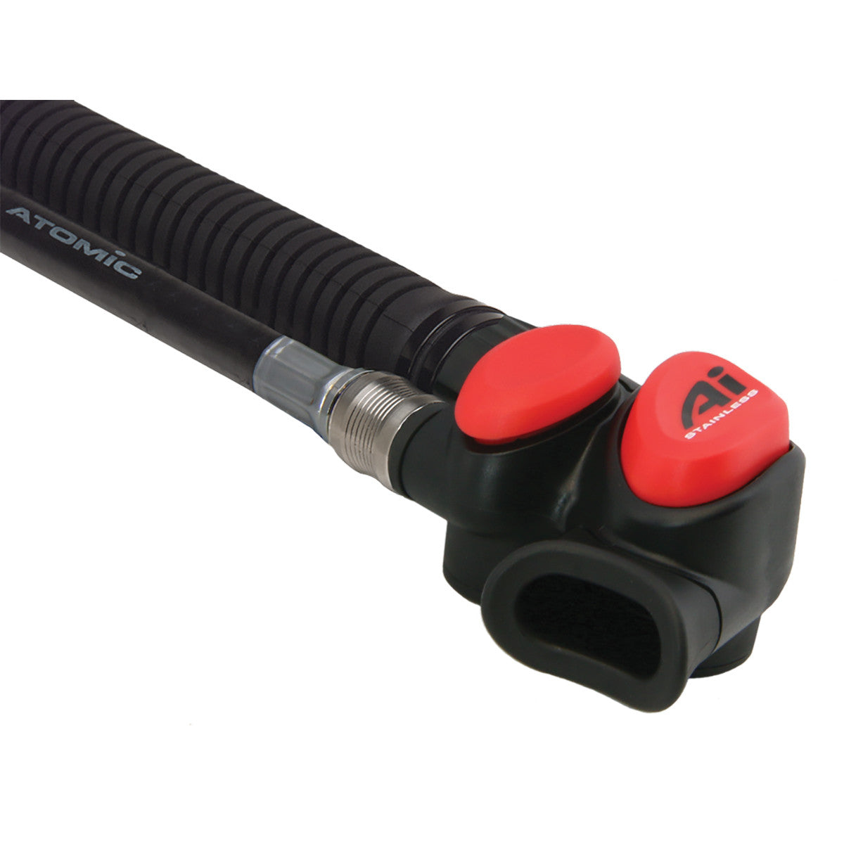 Atomic Aquatics AI Atomic Inflator - Stainless Steel Scuba Diving BCD Inflator with Red Accents | Perfect for Underwater Adventures & Scuba Gear Maintenance