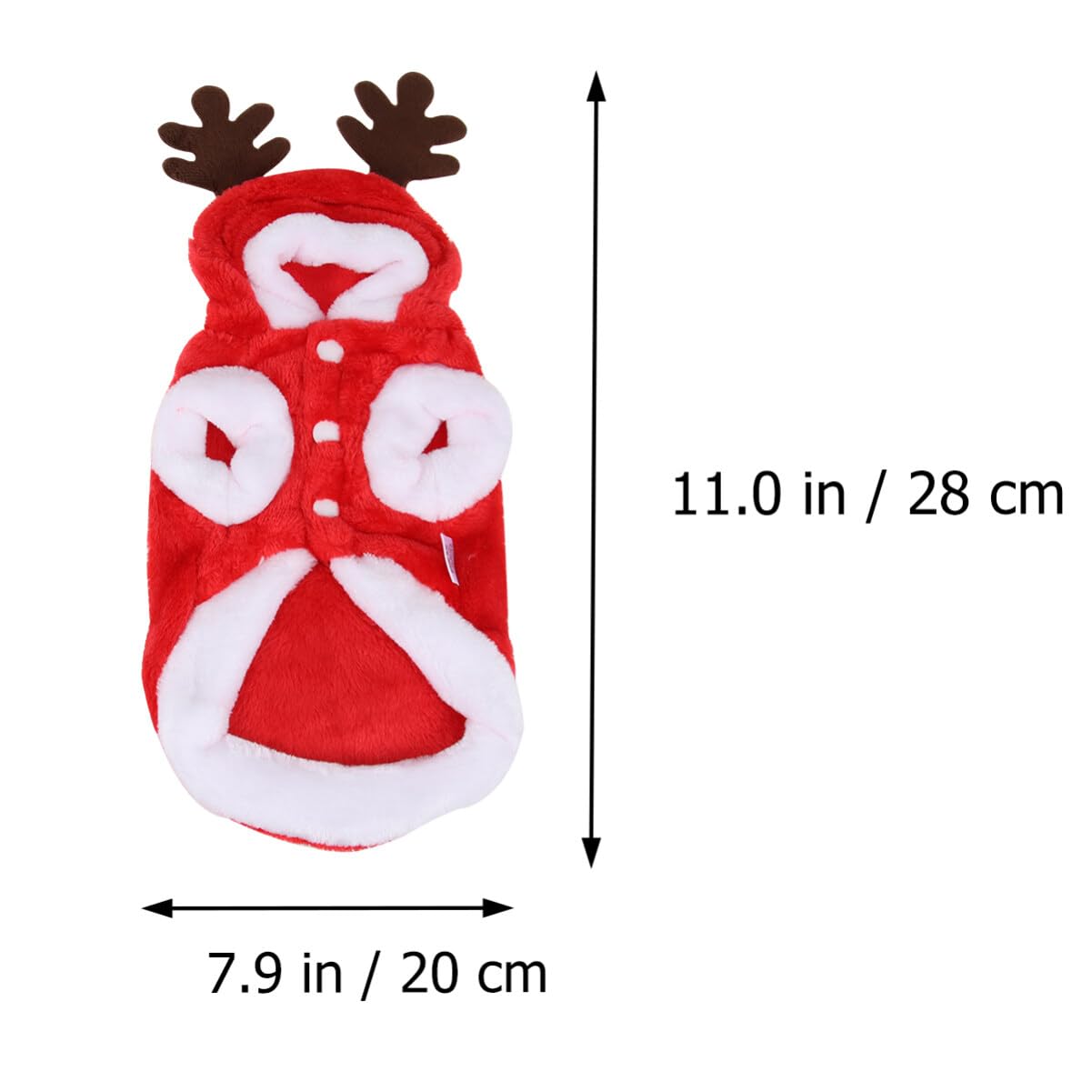POPETPOP Flannel Reindeer Dog Costume with Elk Antlers - Christmas Pet Outfit for Small Dogs (XS) | Cute Holiday Dog Clothes for Xmas Parties & Photo Shoots