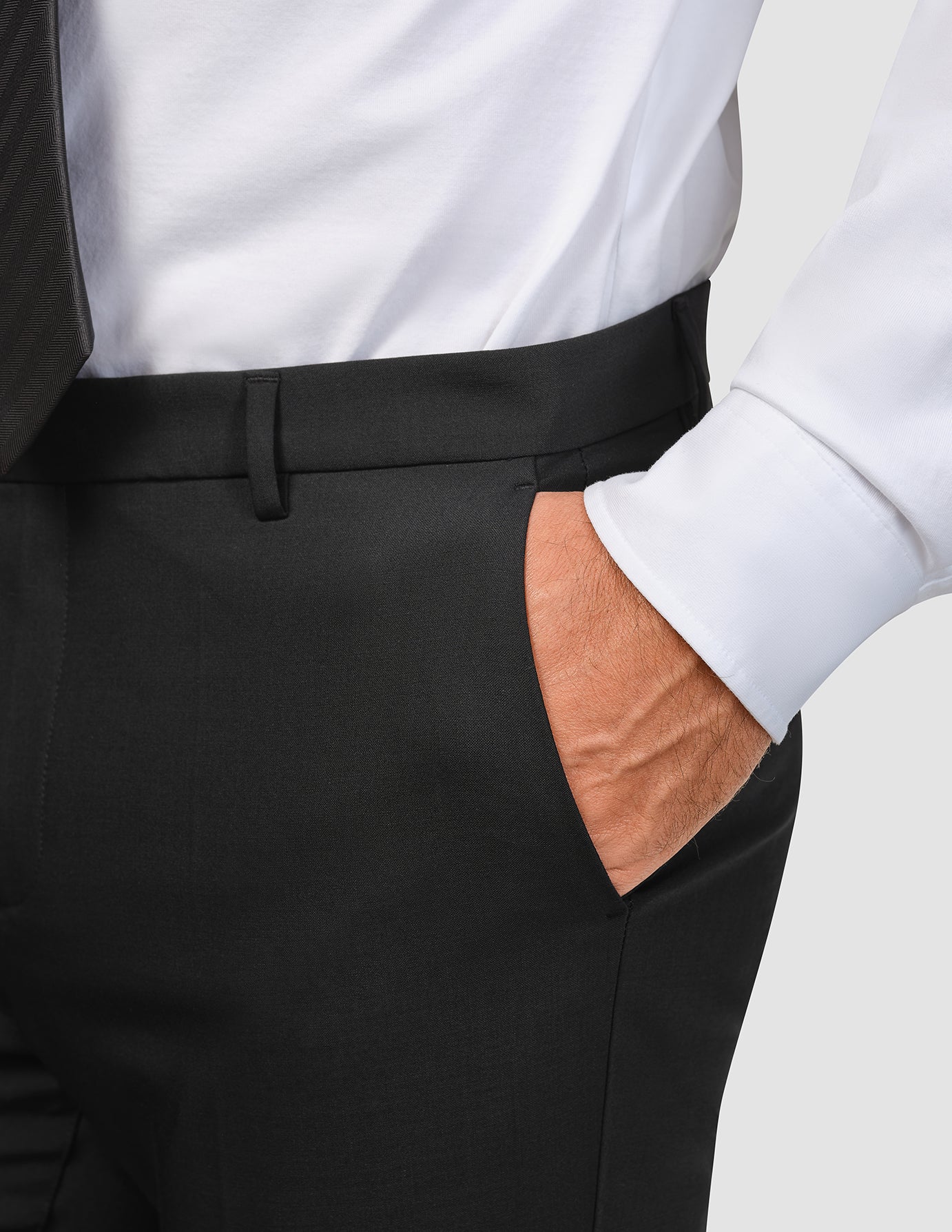 Premium Tech Wool Slim Fit Suit Pants for Men - Black Business Formal Trousers - Perfect for Office, Weddings & Professional Events