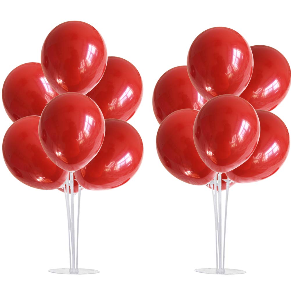 TONIFUL 2-Pack Ruby Red Balloon Stand Kit - Elegant Table Decor for Birthdays, Weddings & Parties | Perfect for Christmas, Valentine's Day, Baby Showers, Graduations & Anniversaries | Includes Sturdy Balloon Holders for Stunning Centerpieces & Event Decorations