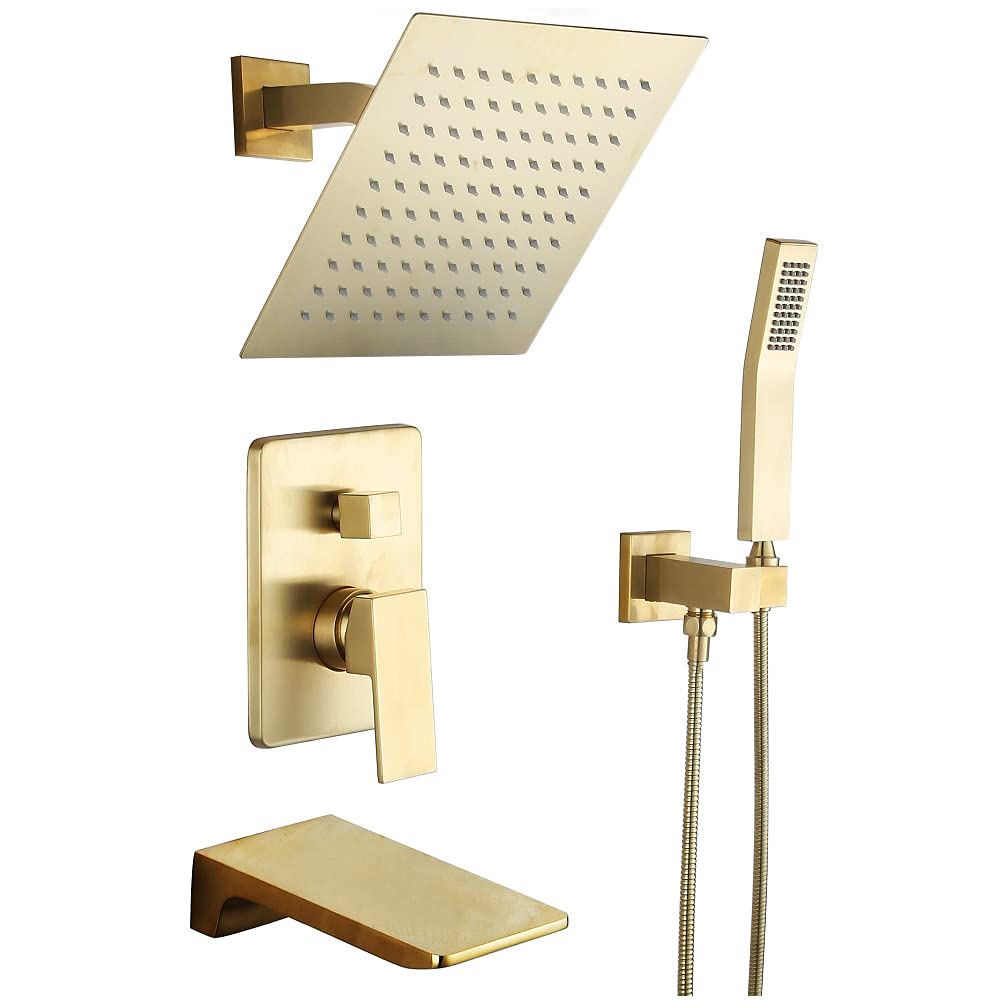 HiMyLEN Brushed Gold Bathtub Shower System - 10