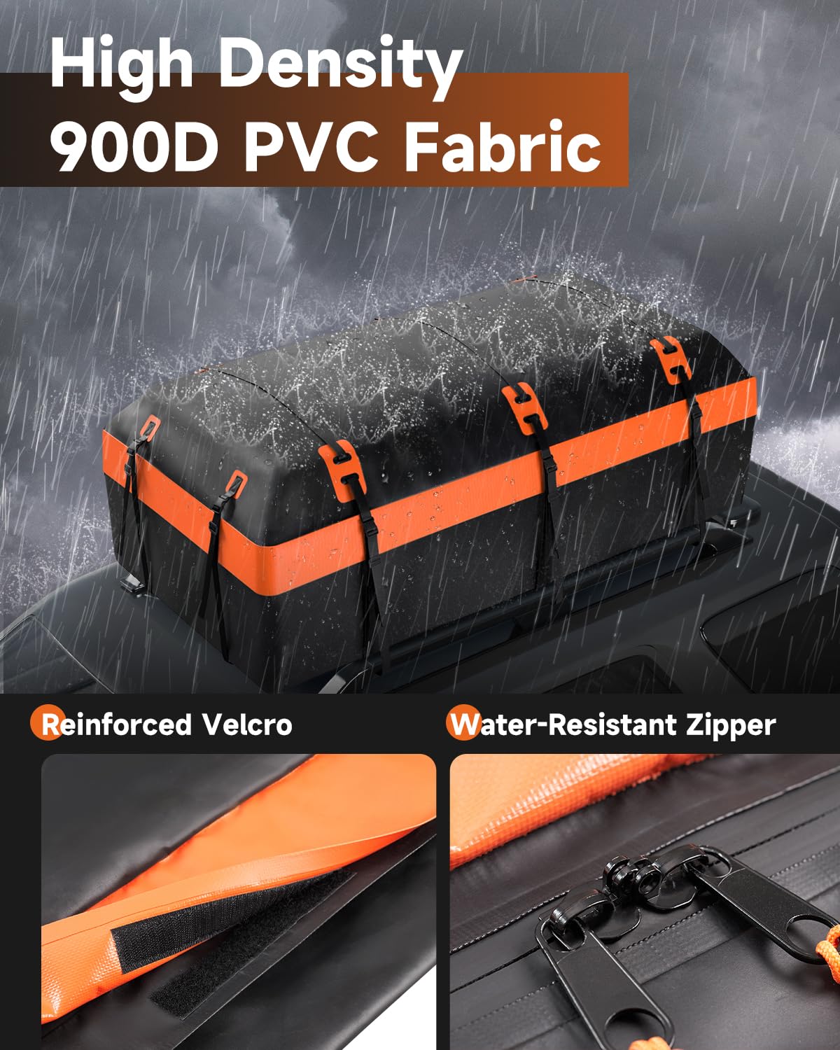 30 Cubic Feet Car Rooftop Cargo Carrier Bag - Waterproof Soft-Shell Roof Luggage Storage for SUVs, Sedans, Trucks (with/without Racks) | Includes 2 Reinforced Straps, 6 Door Hooks, Anti-Slip Mat & Lock | Perfect for Road Trips, Camping Gear & Extra Luggage Storage