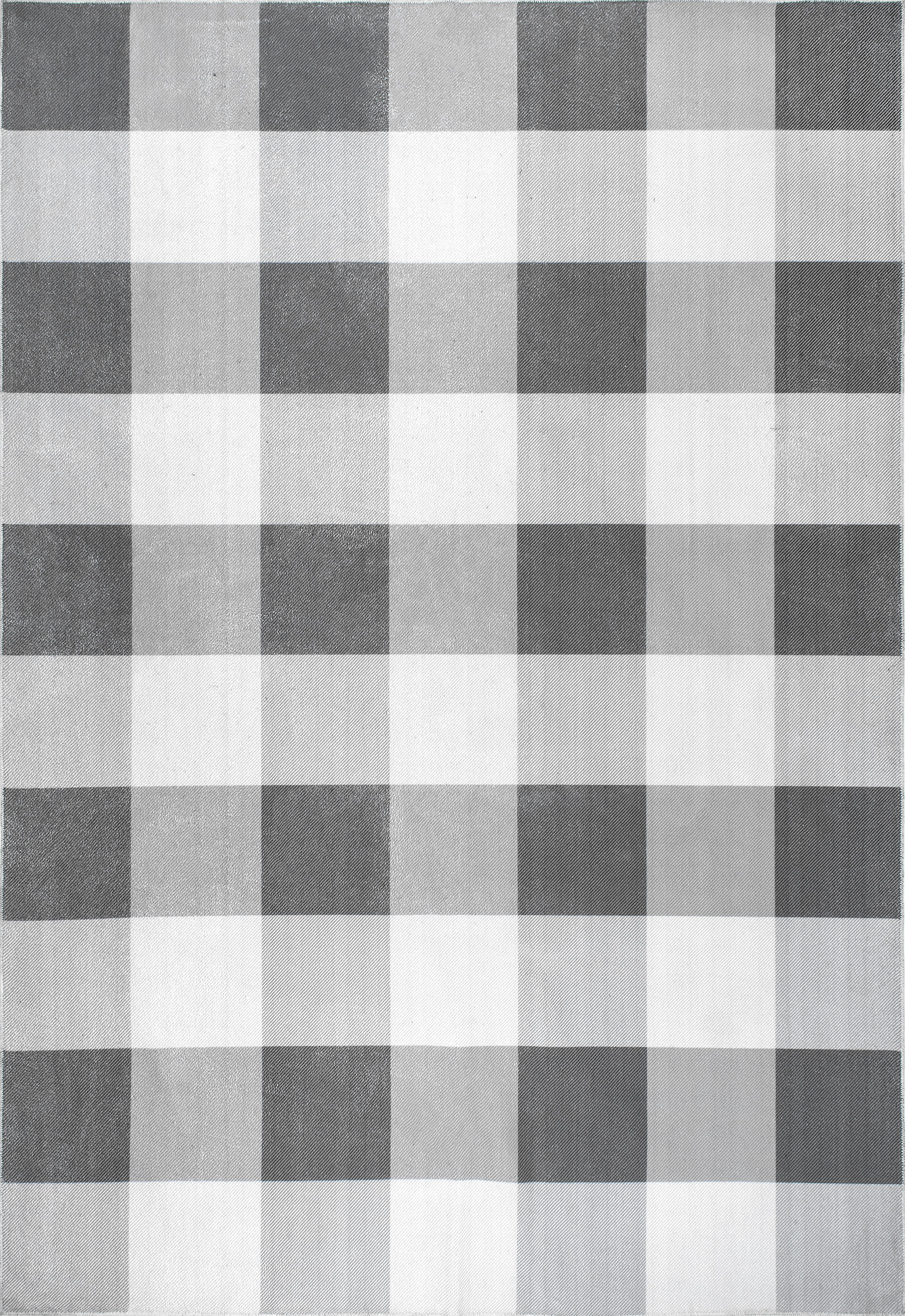 Alanna Buffalo Plaid Washable Rug - Non-Slip Reversible Living Room Rug, Grey Checkered Farmhouse Decor for Bedroom, Kitchen & Entryway