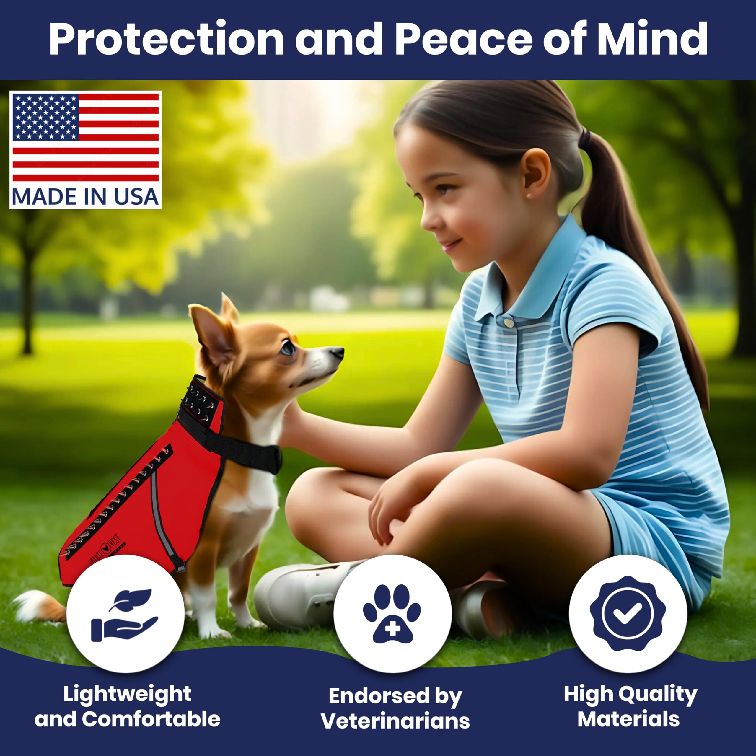 **CoyoteVest Dog Harness Protection Vest – Reflective Spiked Dog Vest for Raptor & Animal Defense – Made in USA (X-Small, Red) – Ideal for Hiking, Camping & Outdoor Adventures**