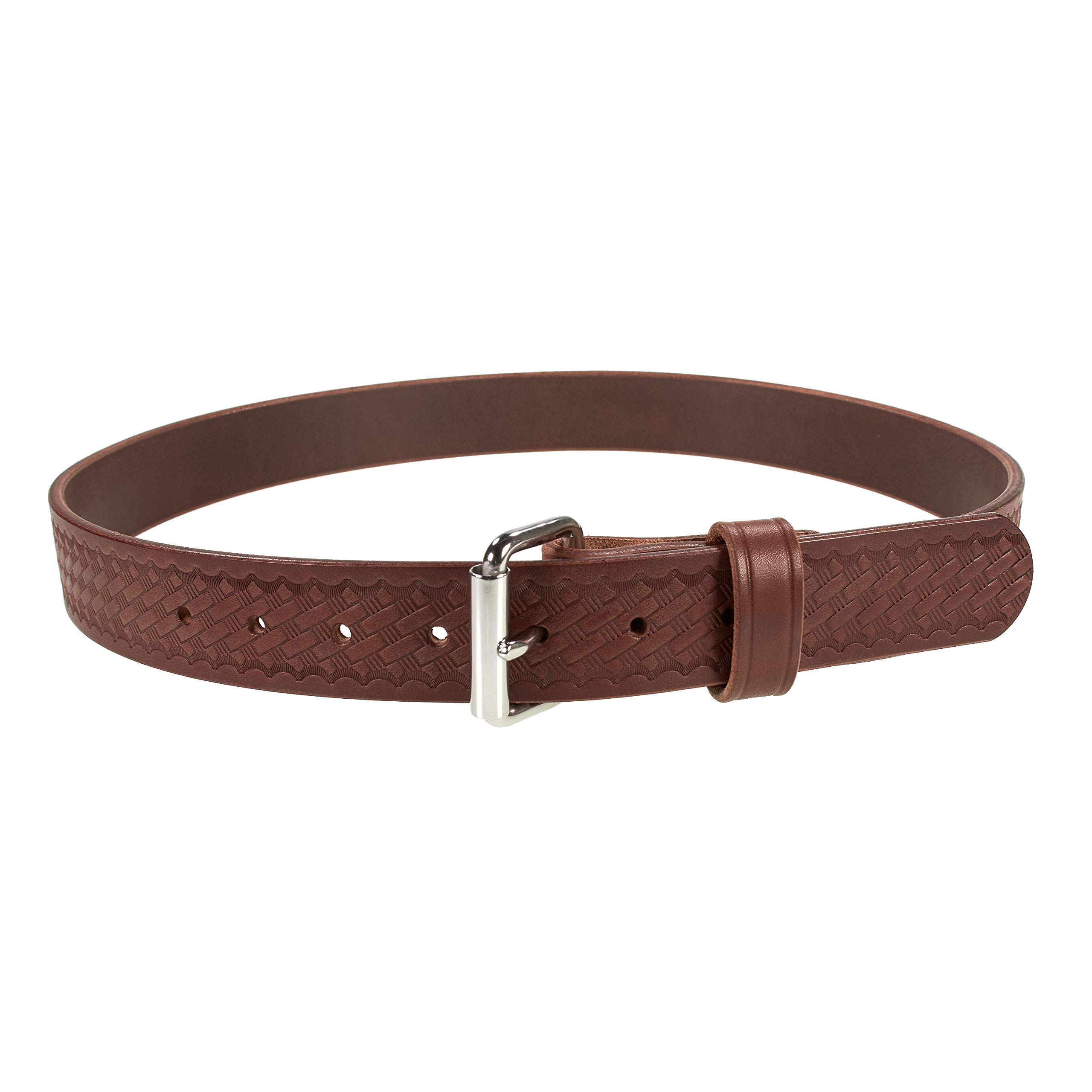 Old Timer Heavy Duty 14 oz Leather Gun Belt - Basketweave Embossed Concealed Carry CCW Belt - Handmade in USA - Perfect for Everyday Carry, Hunting & Outdoor Activities