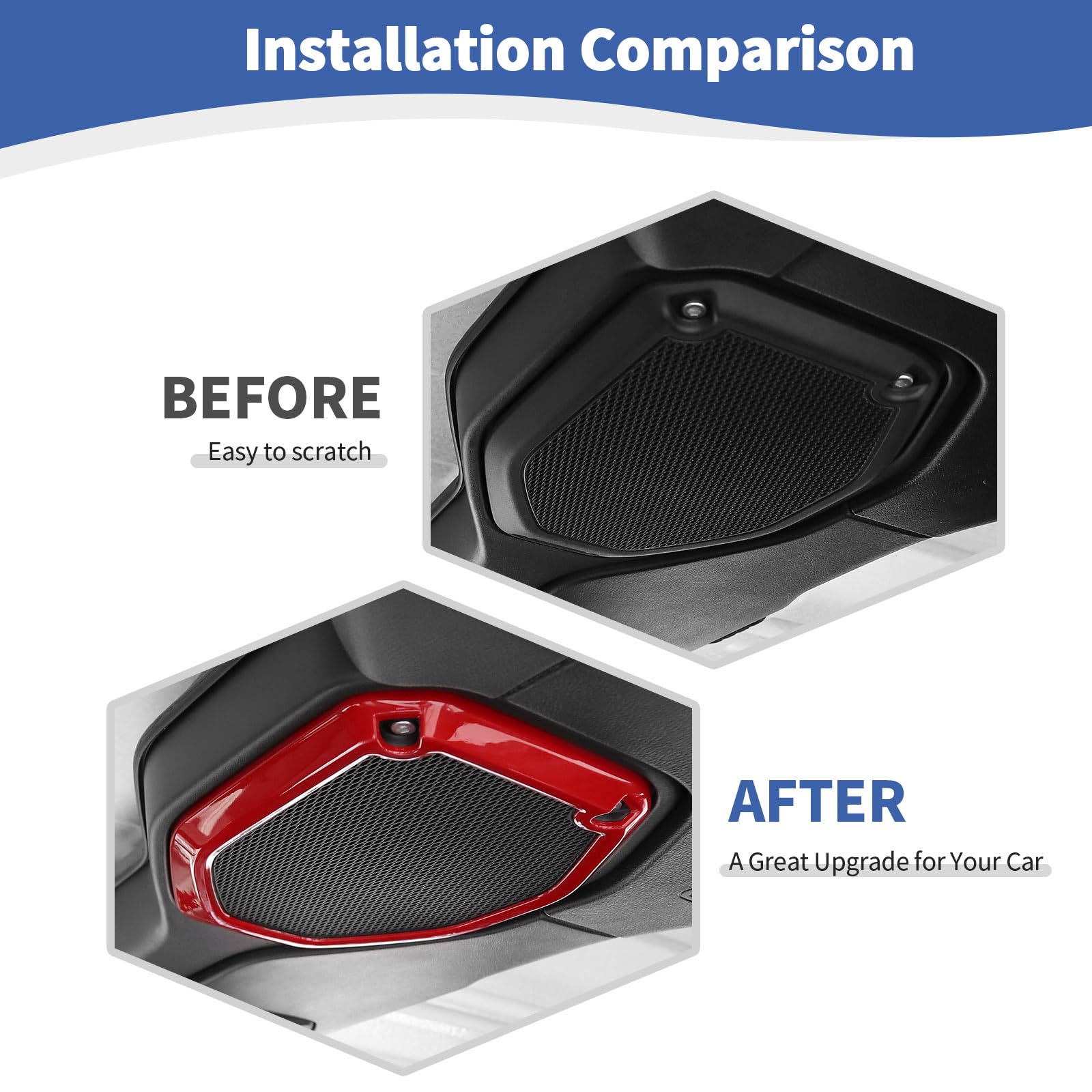 Jeep Wrangler JL JLU & Gladiator JT (2018-2023) RT-TCZ Roof Speaker Cover Trim - Red Interior Accessories (2pcs) - Perfect for Off-Road Adventures & Car Audio Upgrades