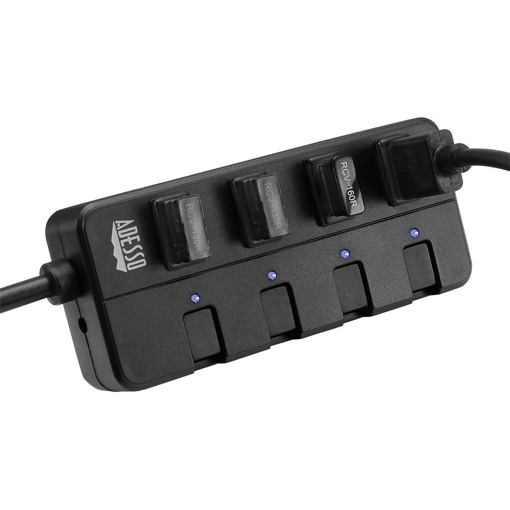 Adesso AUH 3040 4-Port USB 3.0 Hub with Fast Data Transfer - Perfect for Laptop, PC, Mac, Gaming & Home Office Setup
