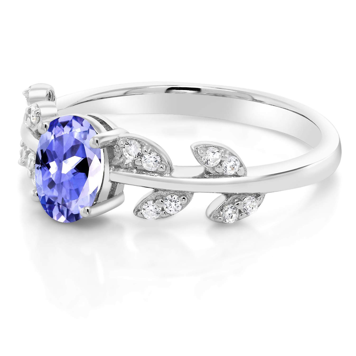 Gem Stone King Twisted Olive Branch Leaf Vine Band Wedding Ring for Women - 925 Sterling Silver, 7x5mm Oval Birthstone Ring (Sizes 5-9) | Elegant Fine Jewelry Gift for Wife, Mom, Anniversary, Engagement | Perfect for Weddings, Bridal Shower, Valentine's Day & Special Occasions