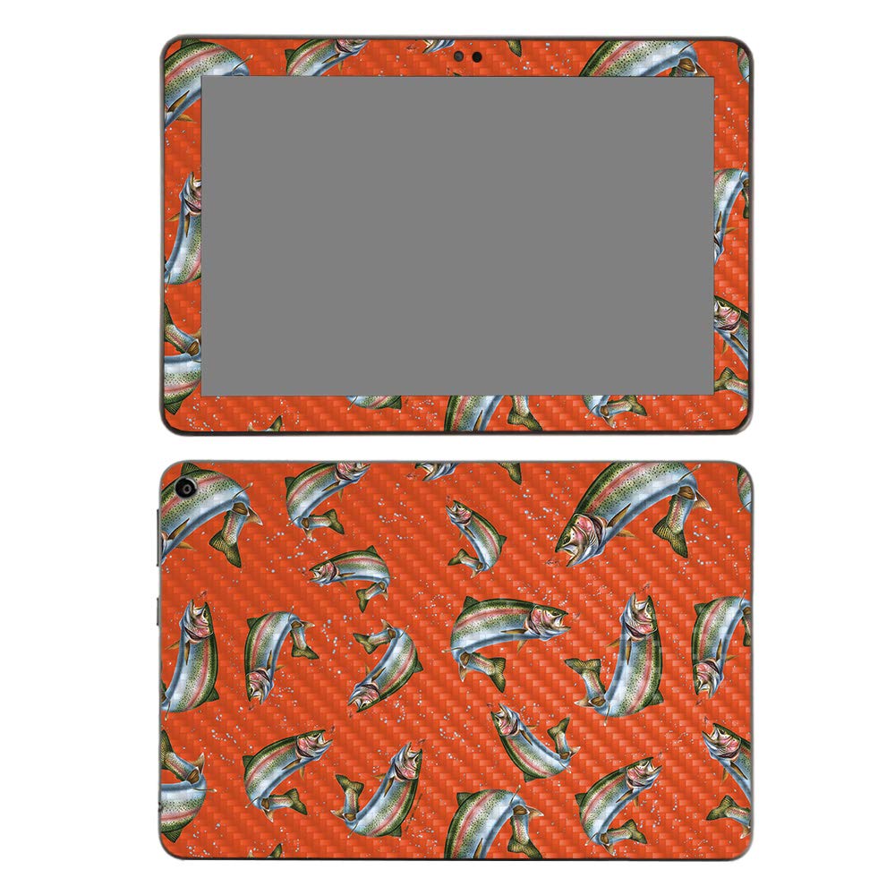 MightySkins Carbon Fiber Skin for Amazon Fire HD 8 (2020) - Trout Collage Design | Protective & Durable Textured Cover | Easy to Apply, Removable Vinyl Decal | Made in USA | Perfect for Home, Office & Travel Use