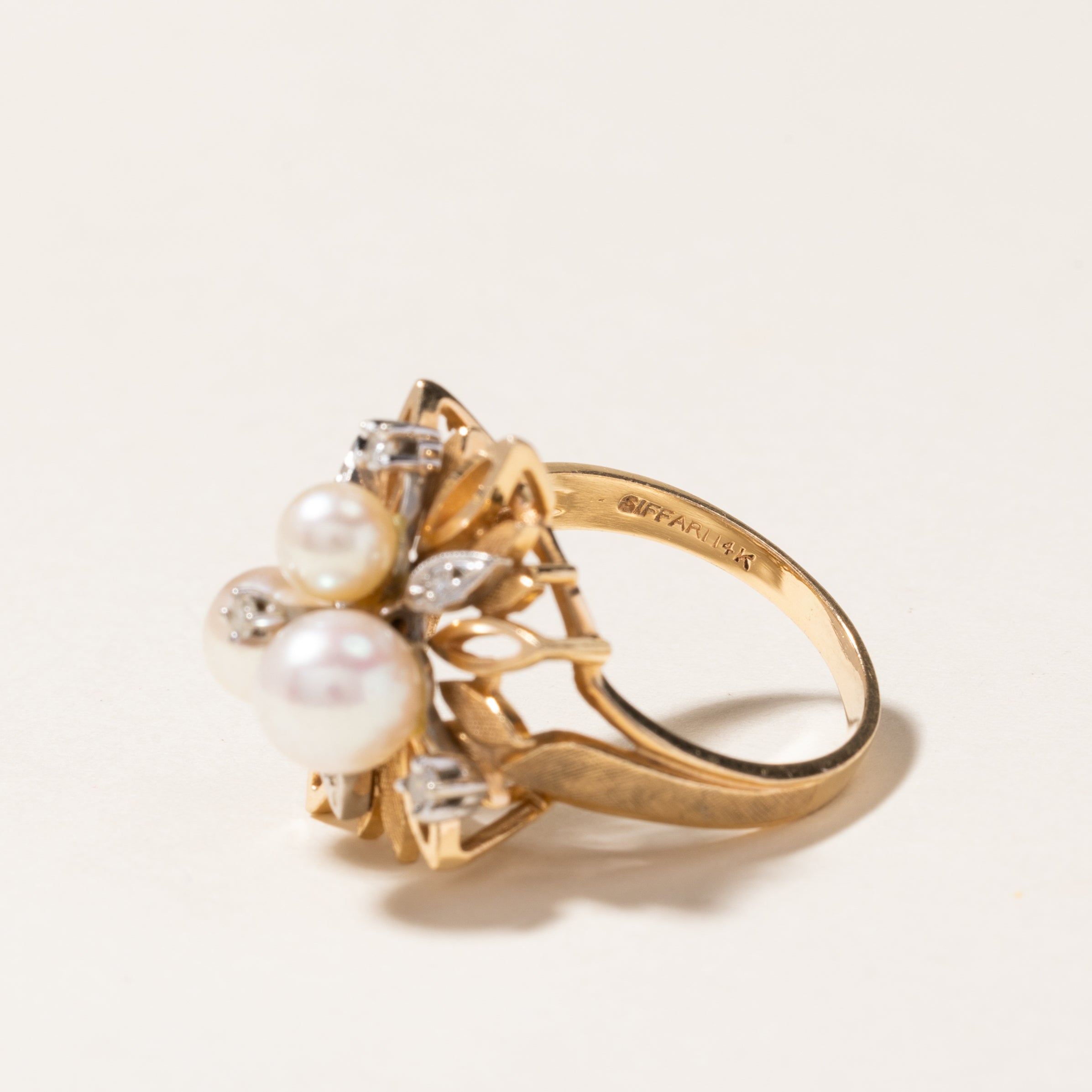 Elegant Pearl & Diamond Cocktail Ring | 5.00mm to 6.80mm Cultured Pearl | 0.10ctw Diamond Accents | Size 8.25 | Perfect for Evening Parties, Weddings & Special Occasions