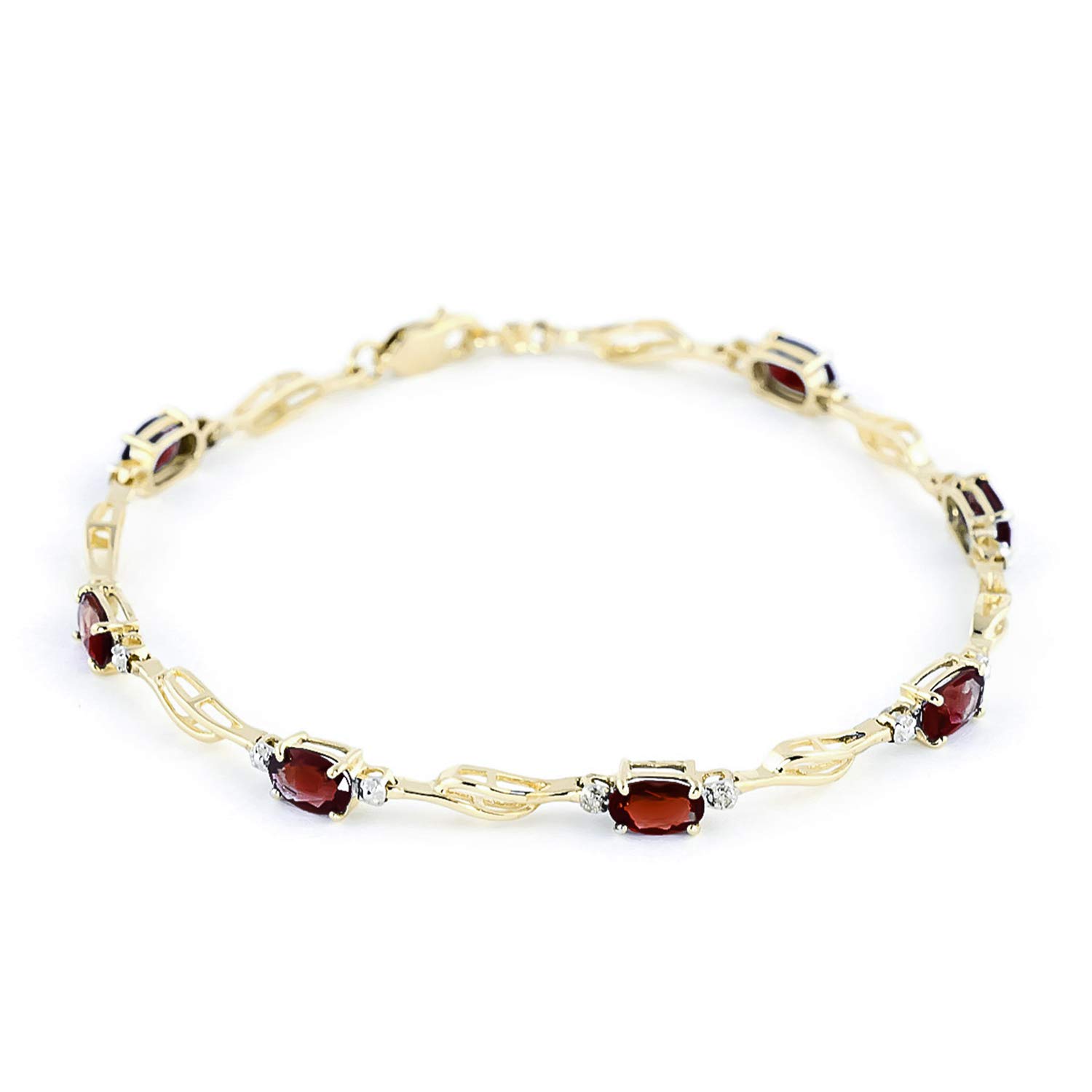 14K Solid Gold Tennis Bracelet with 3.39 CTW Garnet and Diamonds | Elegant Galaxy Gold GG Jewelry for Women | Perfect for Weddings, Parties & Special Occasions