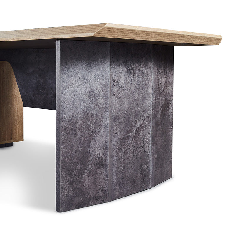 HAMLIN Executive Office Desk with Left Return - 2.2M Tobacco Finish - Modern L-Shaped Workstation for Home Office & Business Use